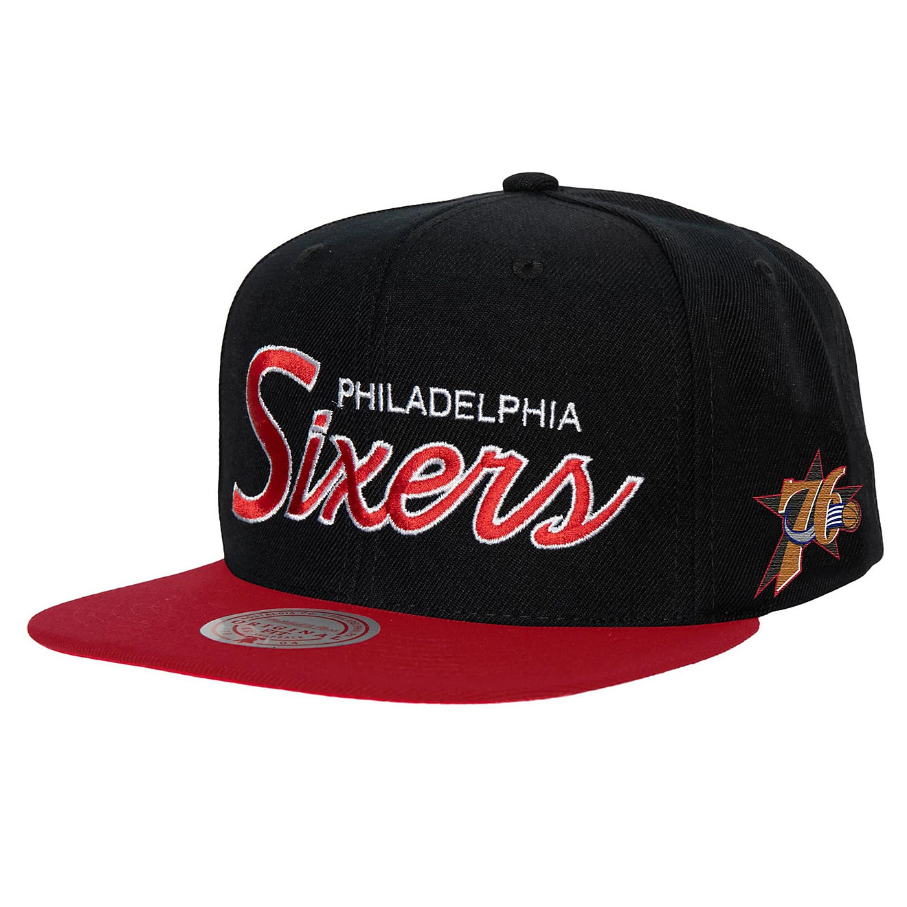 MENS MITCHELL & NESS NBA TEAM SCRIPT 2.0 SNAPBACK HWC 76ERS