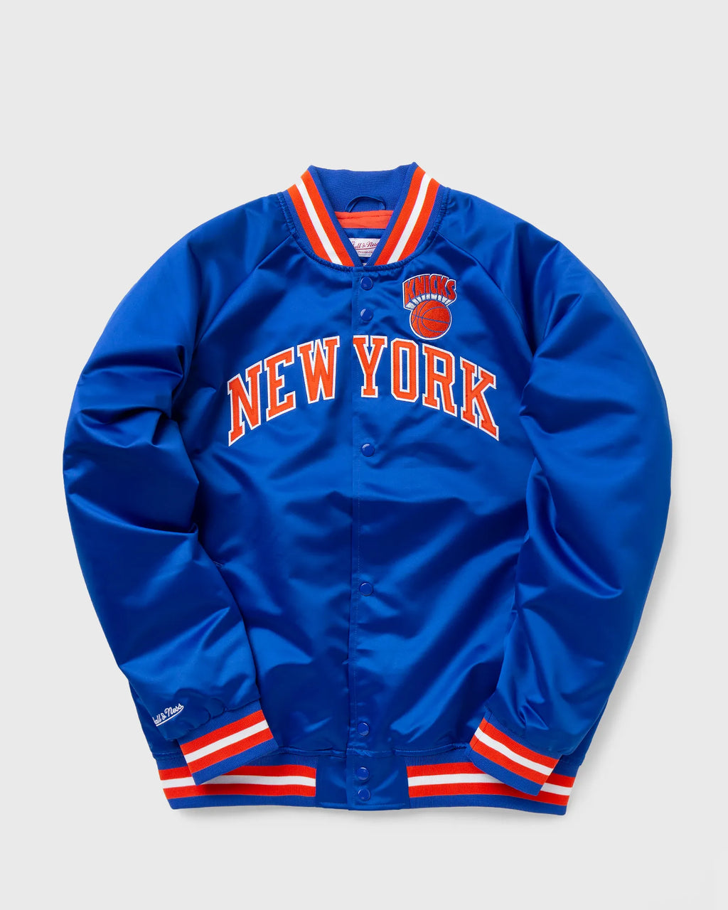 MENS MITCHELL & NESS NBA LIGHTWEIGHT SATIN JACKET VINTAGE LOGO KNICKS