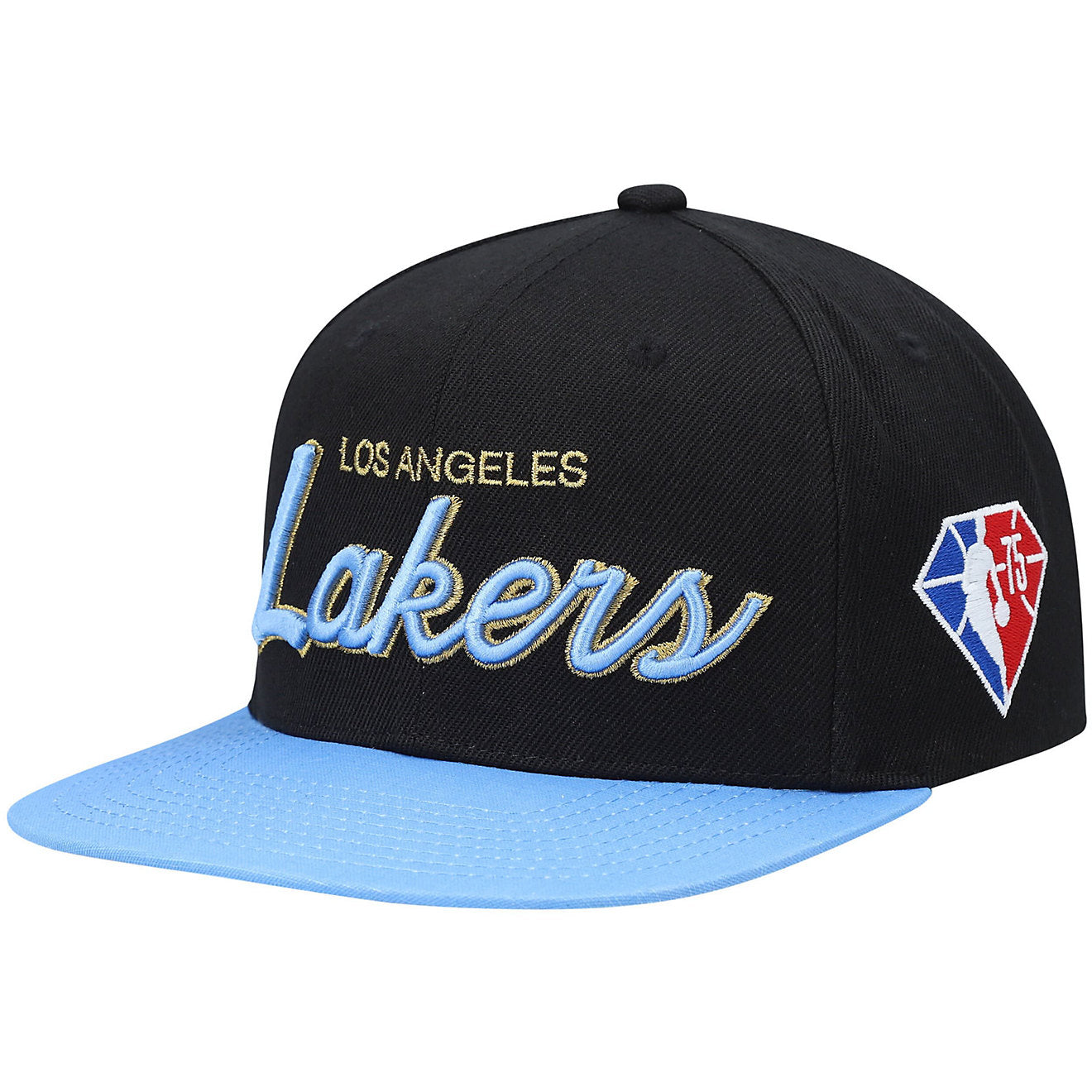 MENS MITCHELL & NESS NBA 75TH GOLD SNAPBACK LAKERS - BLACK-BLUE
