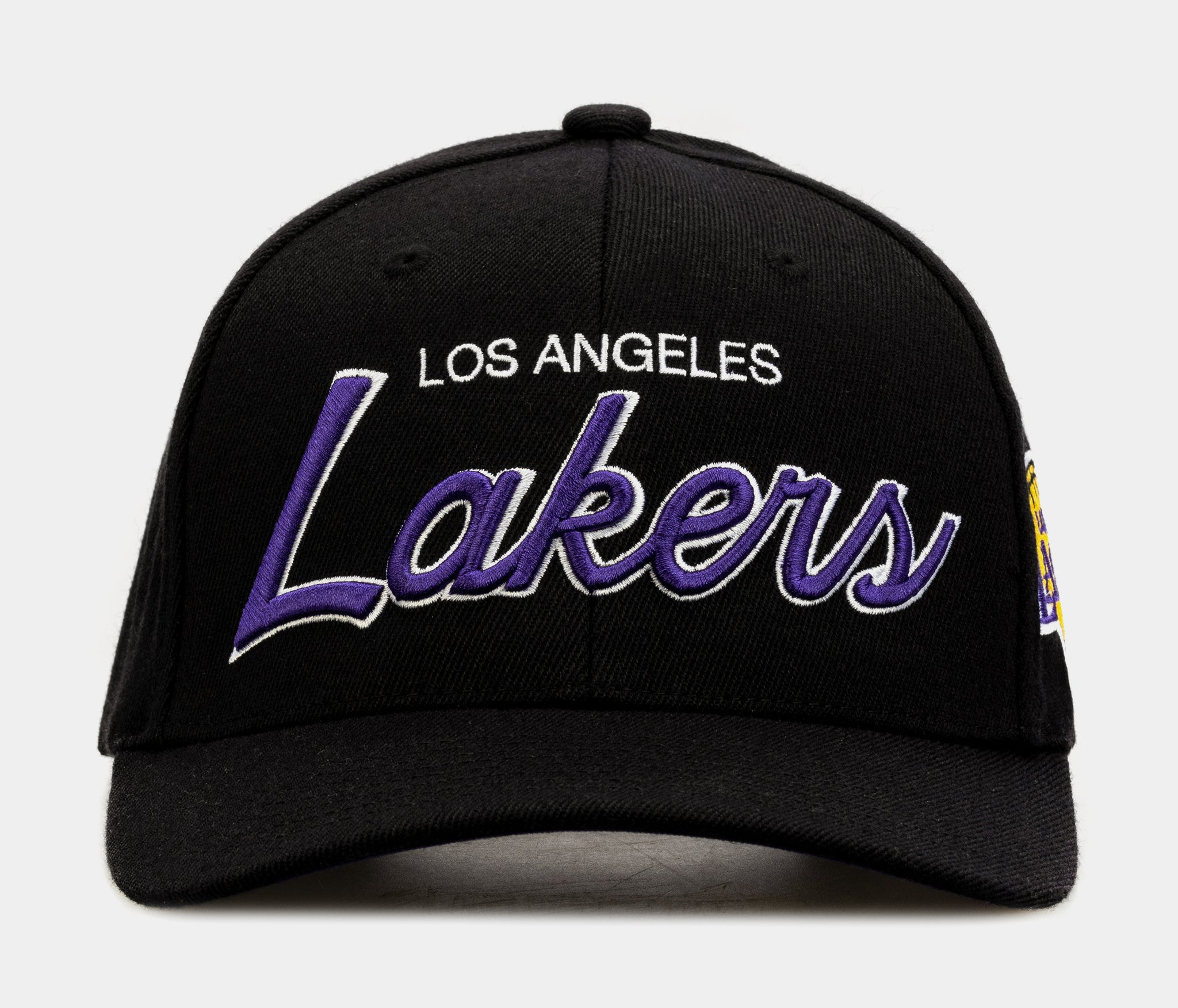 MENS MITCHELL & NESS NBA TEAM SCRIPT 2.0 STRETCH SNAPBACK LAKERS - BLACK