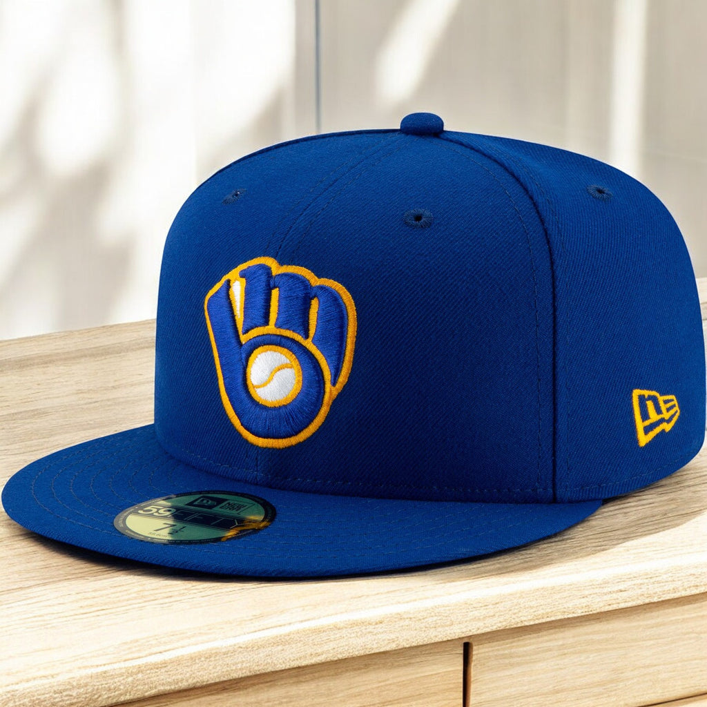 [70482535] Mens New Era MLB Authentic 59Fifty Performance Fitted - Brewers