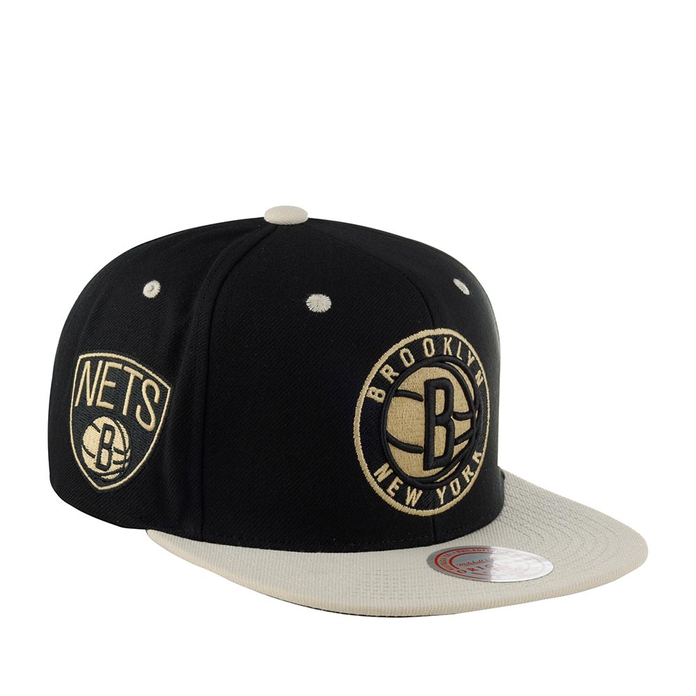MENS MITCHELL & NESS NBA PIN DROP SNAPBACK NETS - BLACK