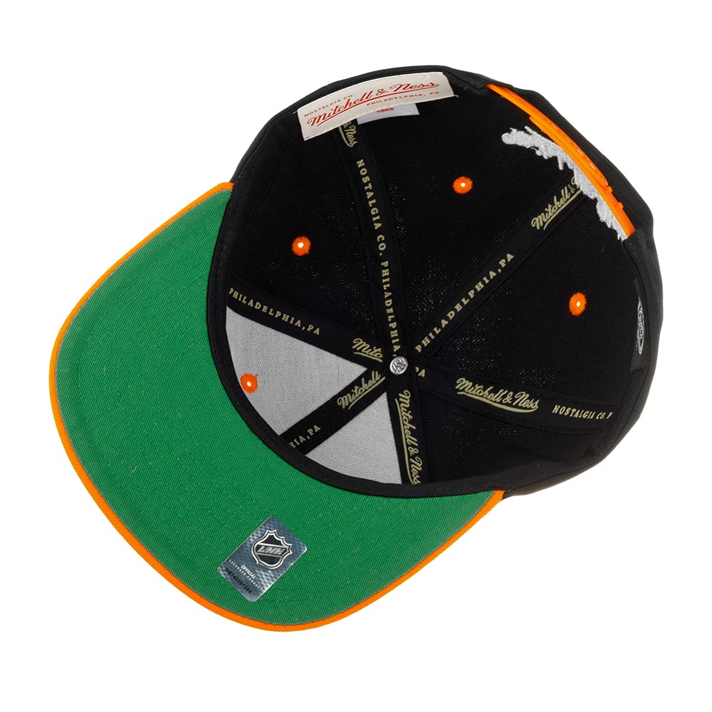 MENS MITCHELL & NESS NHL TRANSCRIPT SNAPBACK DUCKS - BLACK-ORANGE