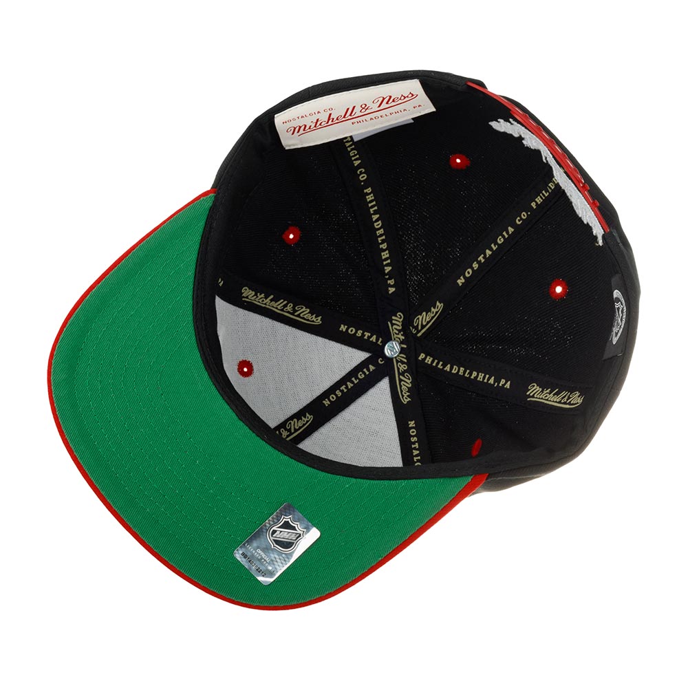MENS MITCHELL & NESS NHL TRANSCRIPT SNAPBACK BLACKHAWKS - BLACK-RED