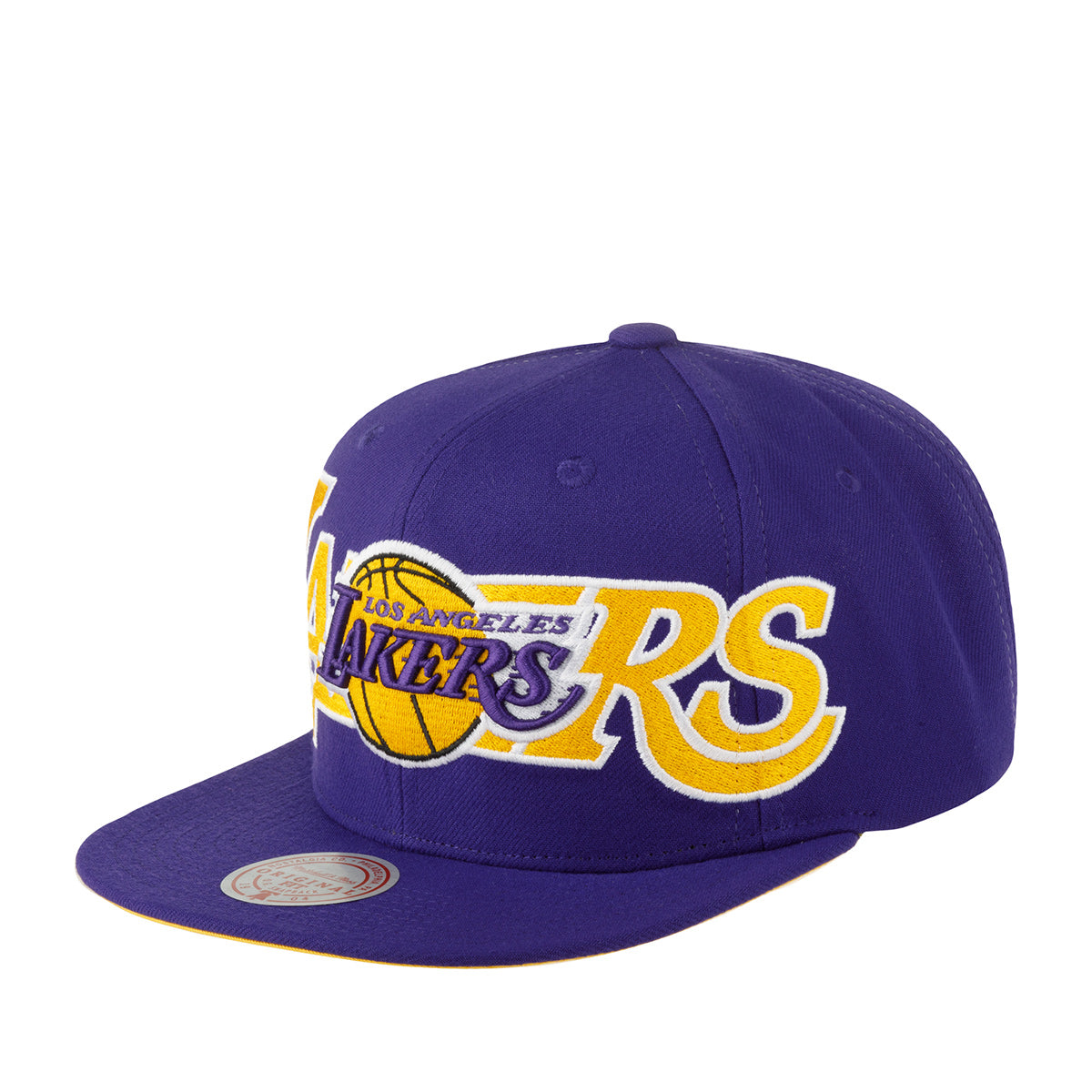MENS MITCHELL & NESS NBA FULL FRONTAL SNAPBACK LAKERS - PURPLE