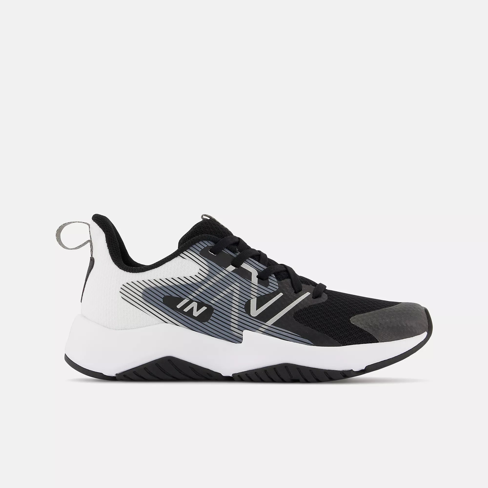 [GKRAVBW2 X-WIDE] GRADE SCHOOL NEW BALANCE RAVE RUN V2 'BLACK WHITE' EXTRA WIDE