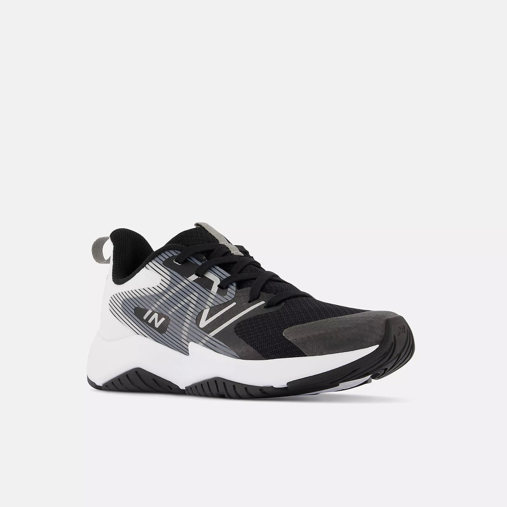 [GKRAVBW2 X-WIDE] GRADE SCHOOL NEW BALANCE RAVE RUN V2 'BLACK WHITE' EXTRA WIDE