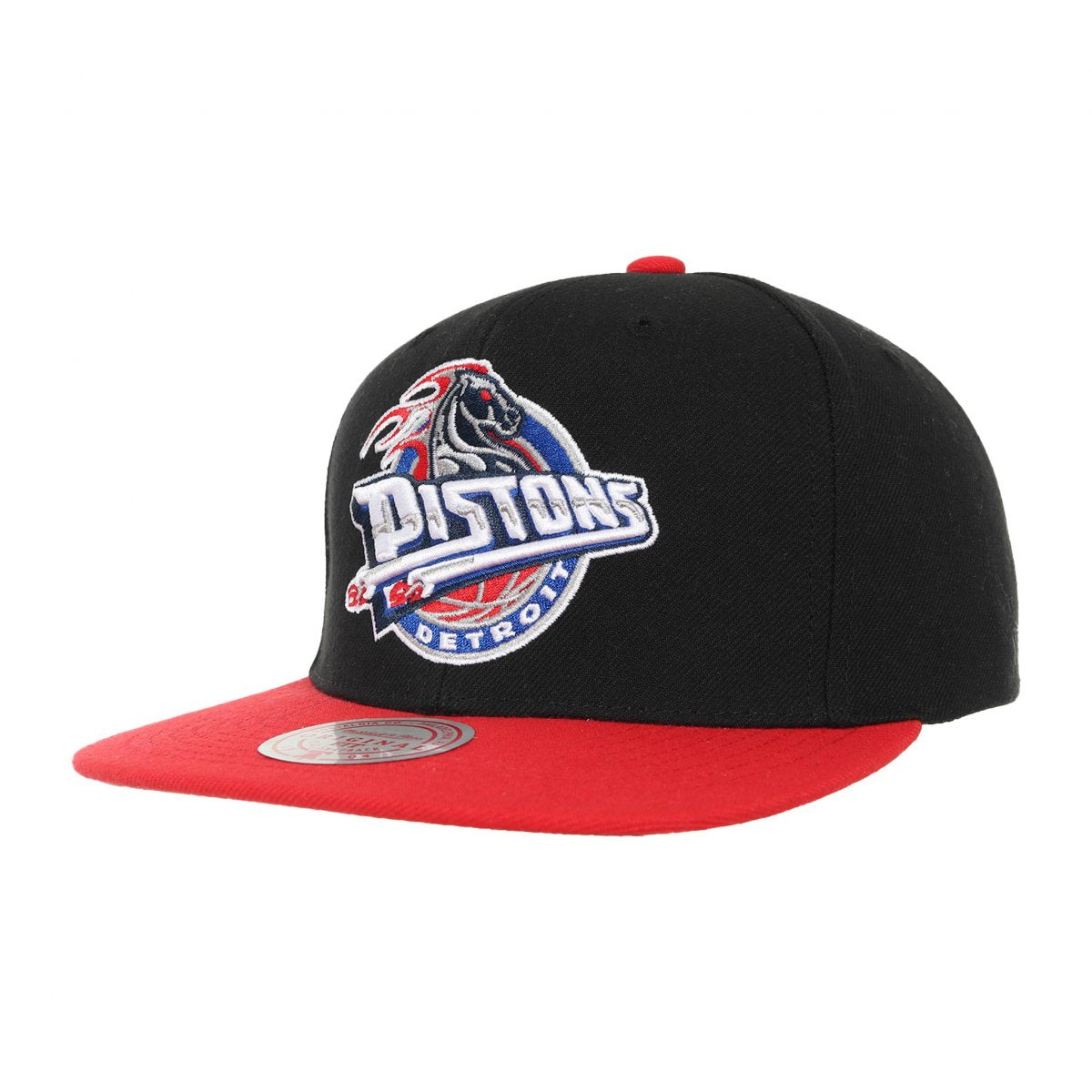 MENS MITCHELL & NESS NBA SIDE CORE 2.0 SNAPBACK HWC PISTONS - BLACK-RED