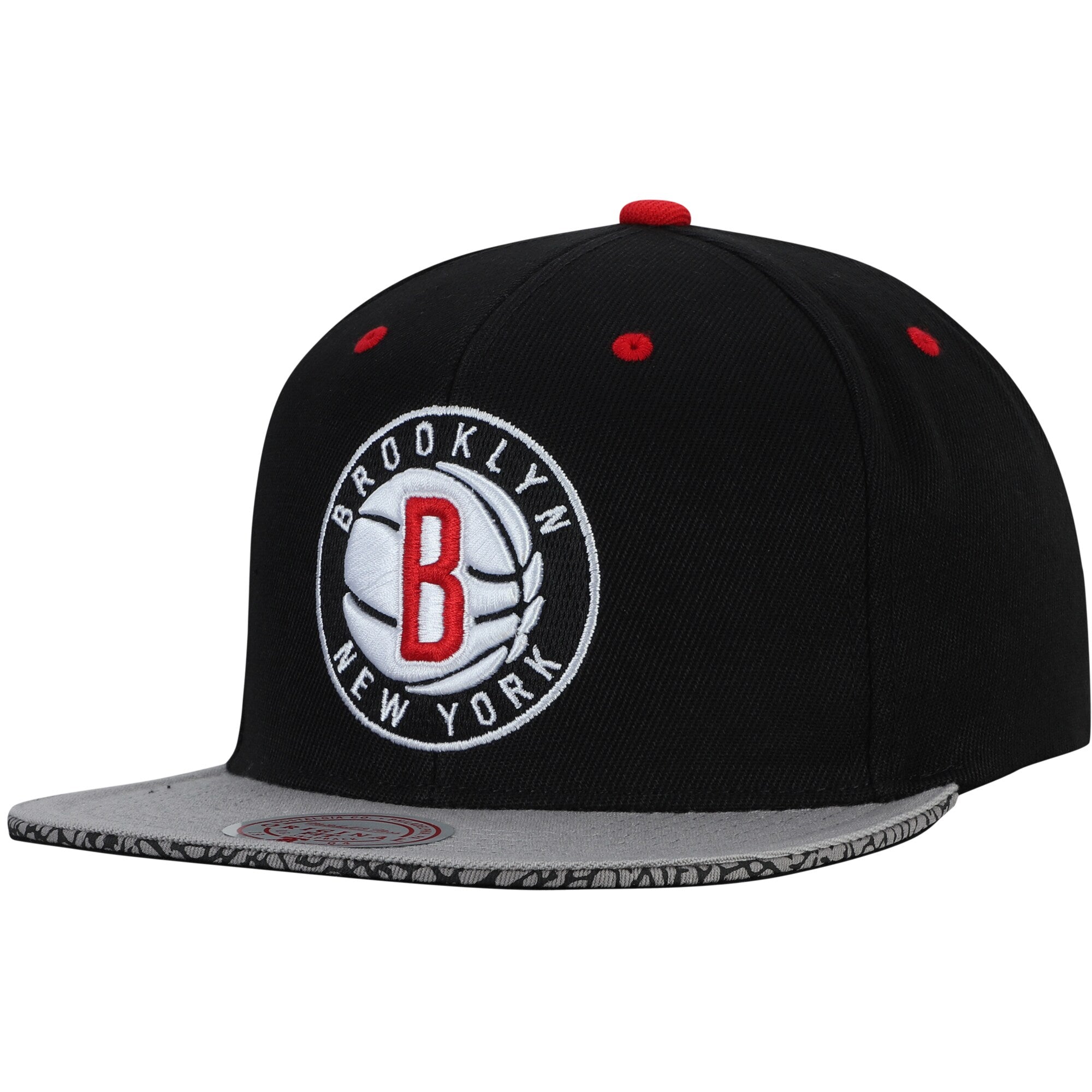 MENS MITCHELL & NESS NBA THREE COLLECTION SNAPBACK NETS - BLACK-GREY