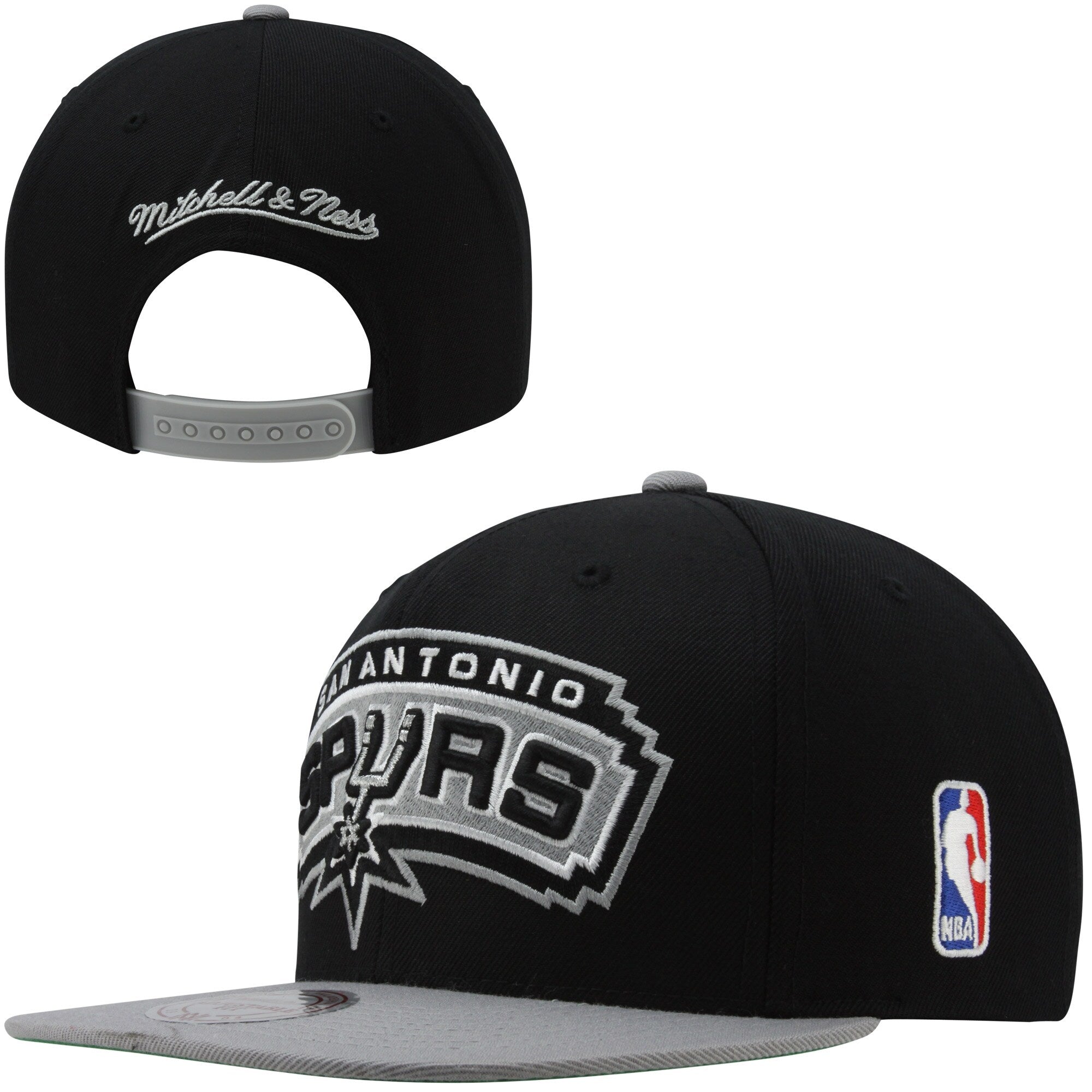 Mens Mitchell & Ness NBA XL LOGO 2 TONE SNAPBACK SPURS