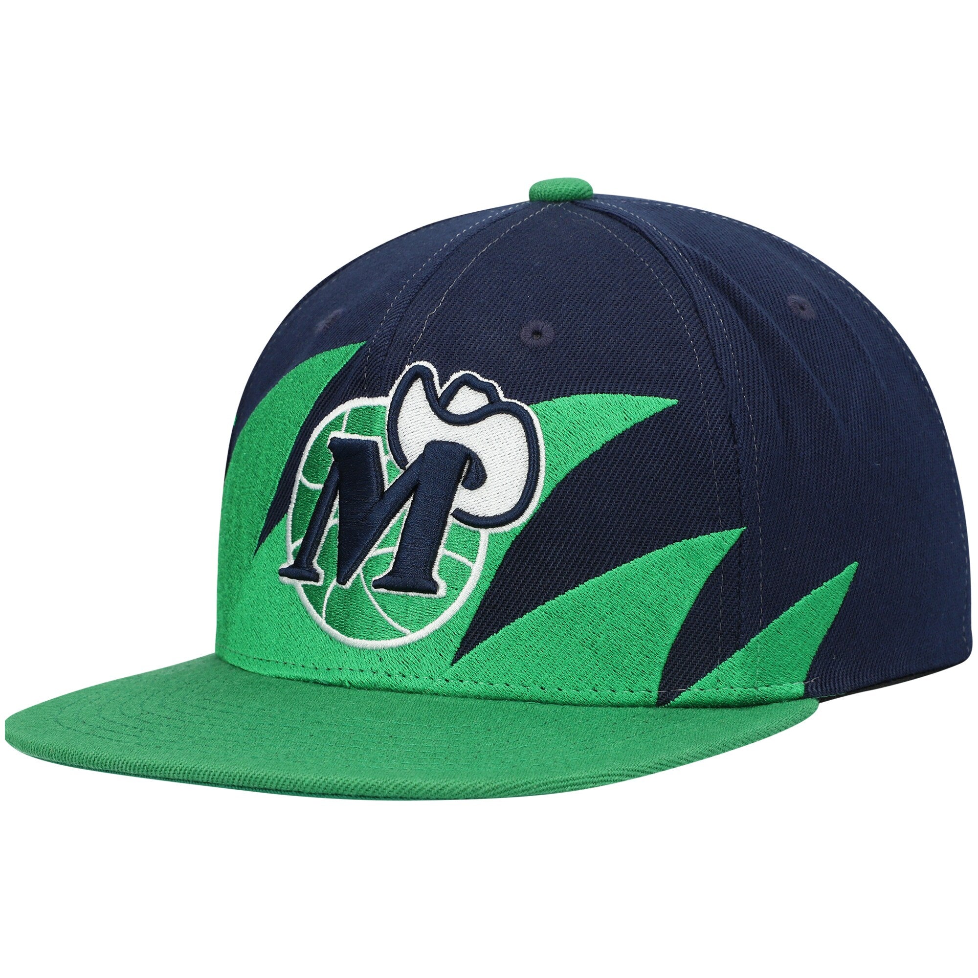 MENS MITCHELL & NESS NBA SHARKTOOTH SNAPBACK HWC MAVERICKS - BLUE-GREEN