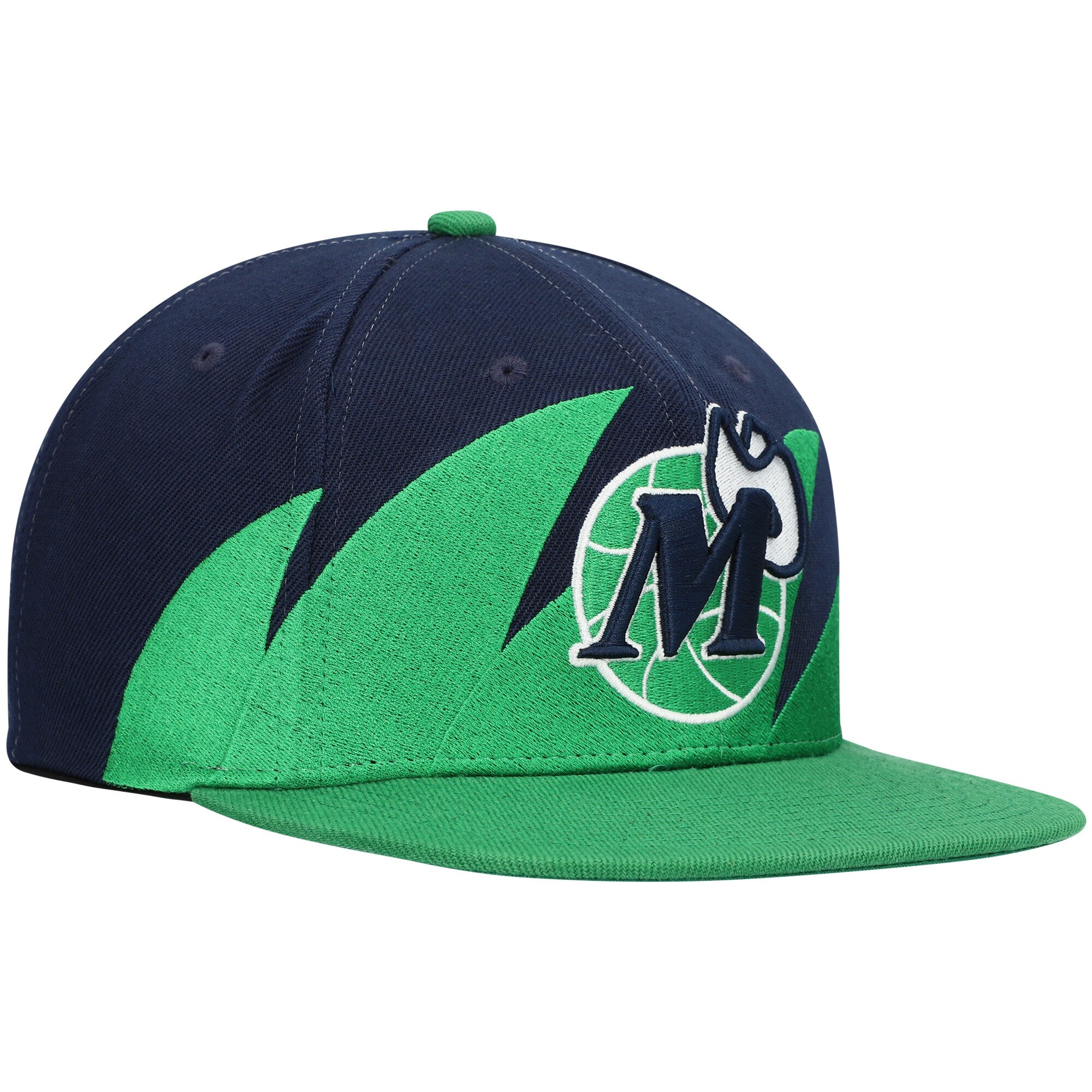 MENS MITCHELL & NESS NBA SHARKTOOTH SNAPBACK HWC MAVERICKS - BLUE-GREEN