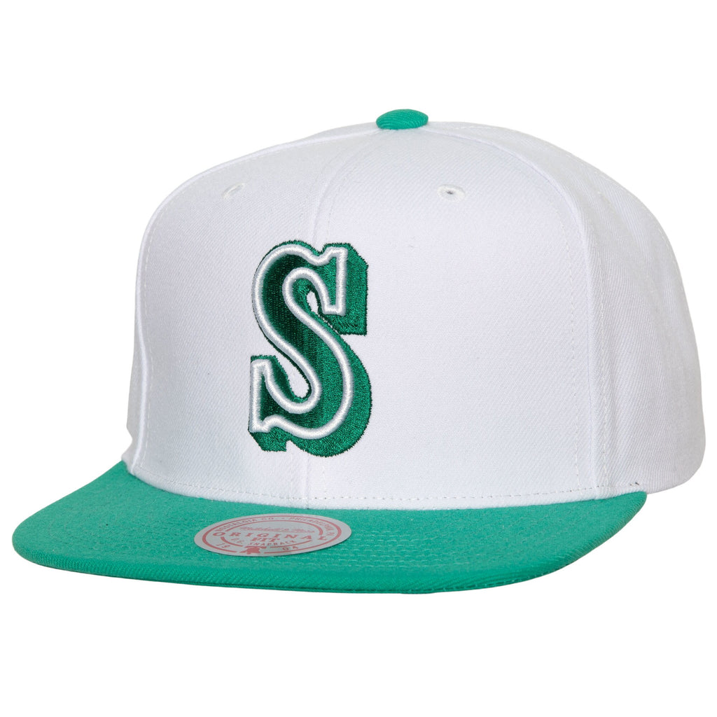 MENS MITCHELL & NESS MLB HOMETOWN SNAPBACK COOP MARINERS - WHITE