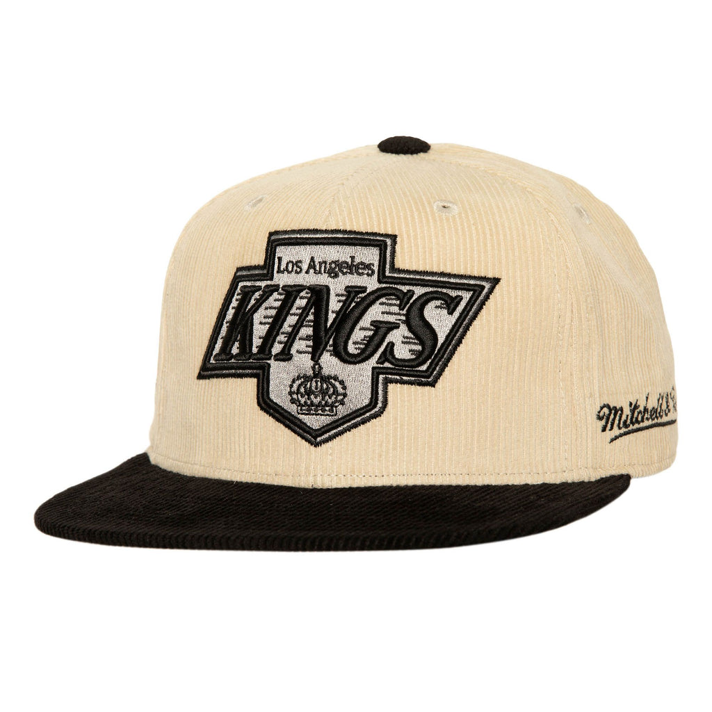 MENS MITCHELL & NESS NHL 2 TONE TEAM CORD FITTED VNTG KINGS - OFF WHITE