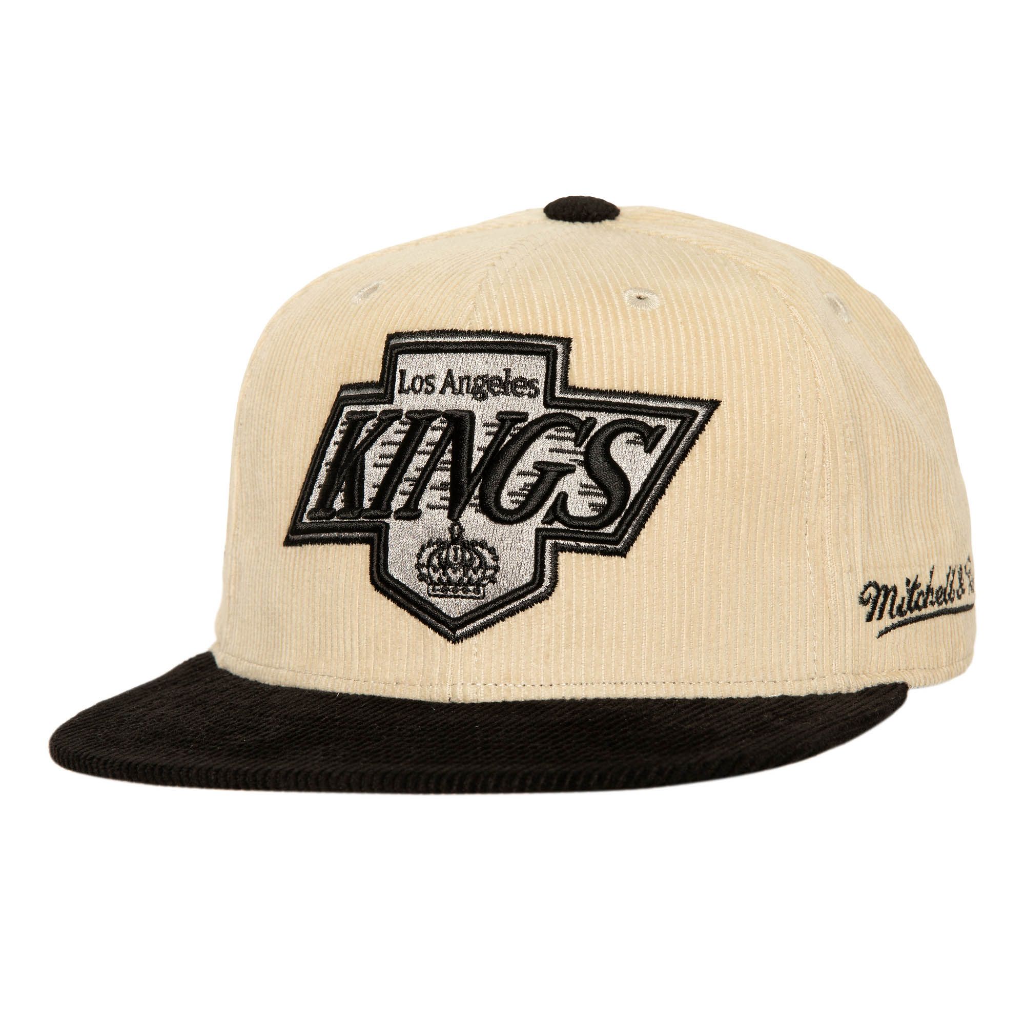 MENS MITCHELL & NESS NHL 2 TONE TEAM CORD FITTED VNTG KINGS - OFF WHITE