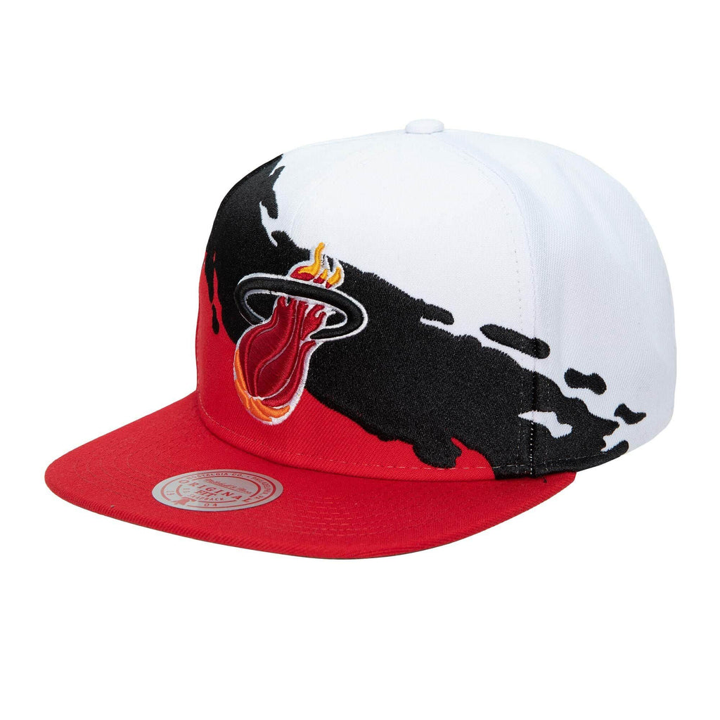 MENS MITCHELL & NESS NBA PAINTBRUSH SNAPBACK HWC HEAT - WHITE-RED