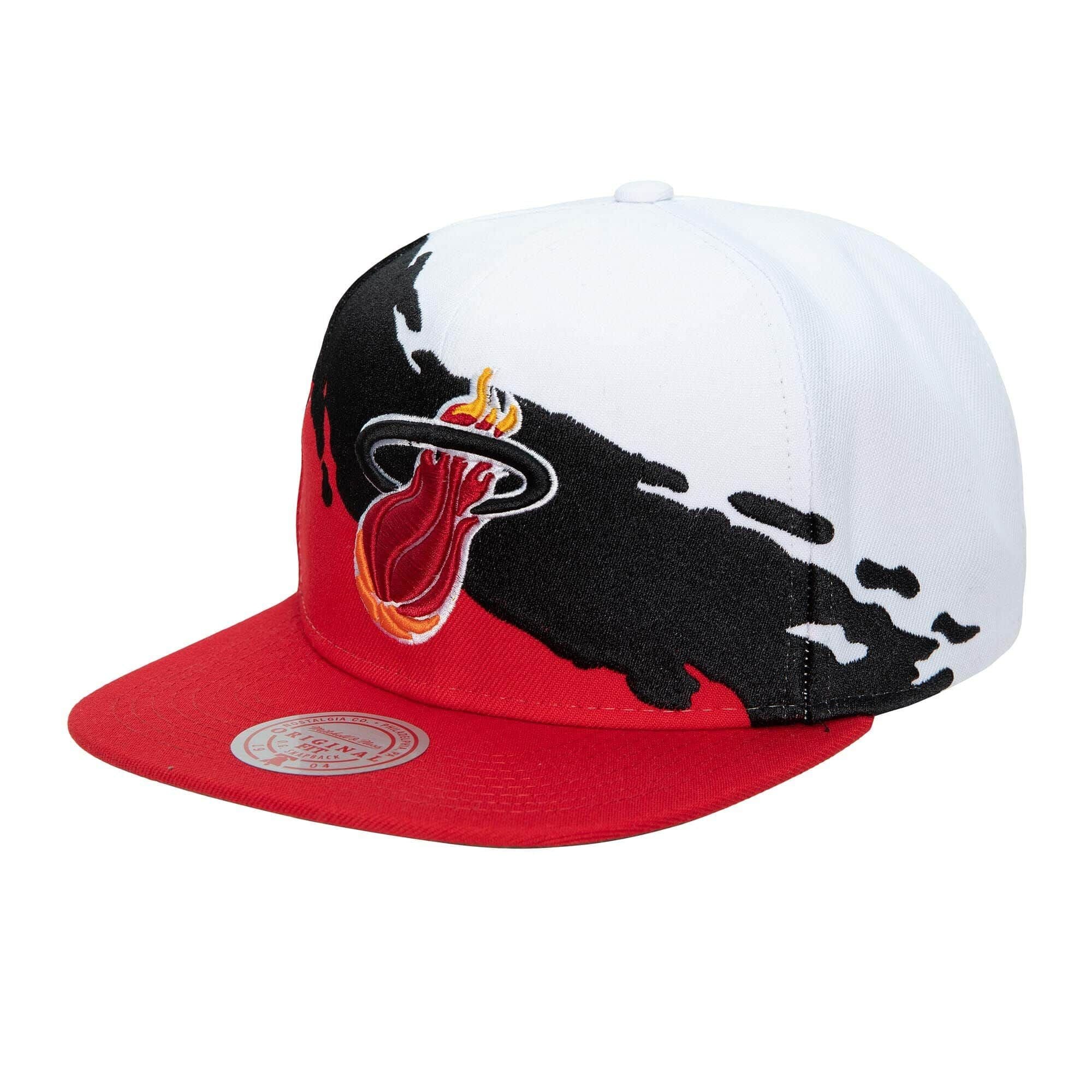 MENS MITCHELL & NESS NBA PAINTBRUSH SNAPBACK HWC HEAT - WHITE-RED