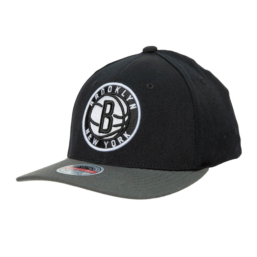 MENS MITCHELL & NESS NBA TEAM 2 TONE 2.0 STRETCH SNAPBACK NETS - BLACK-GREY