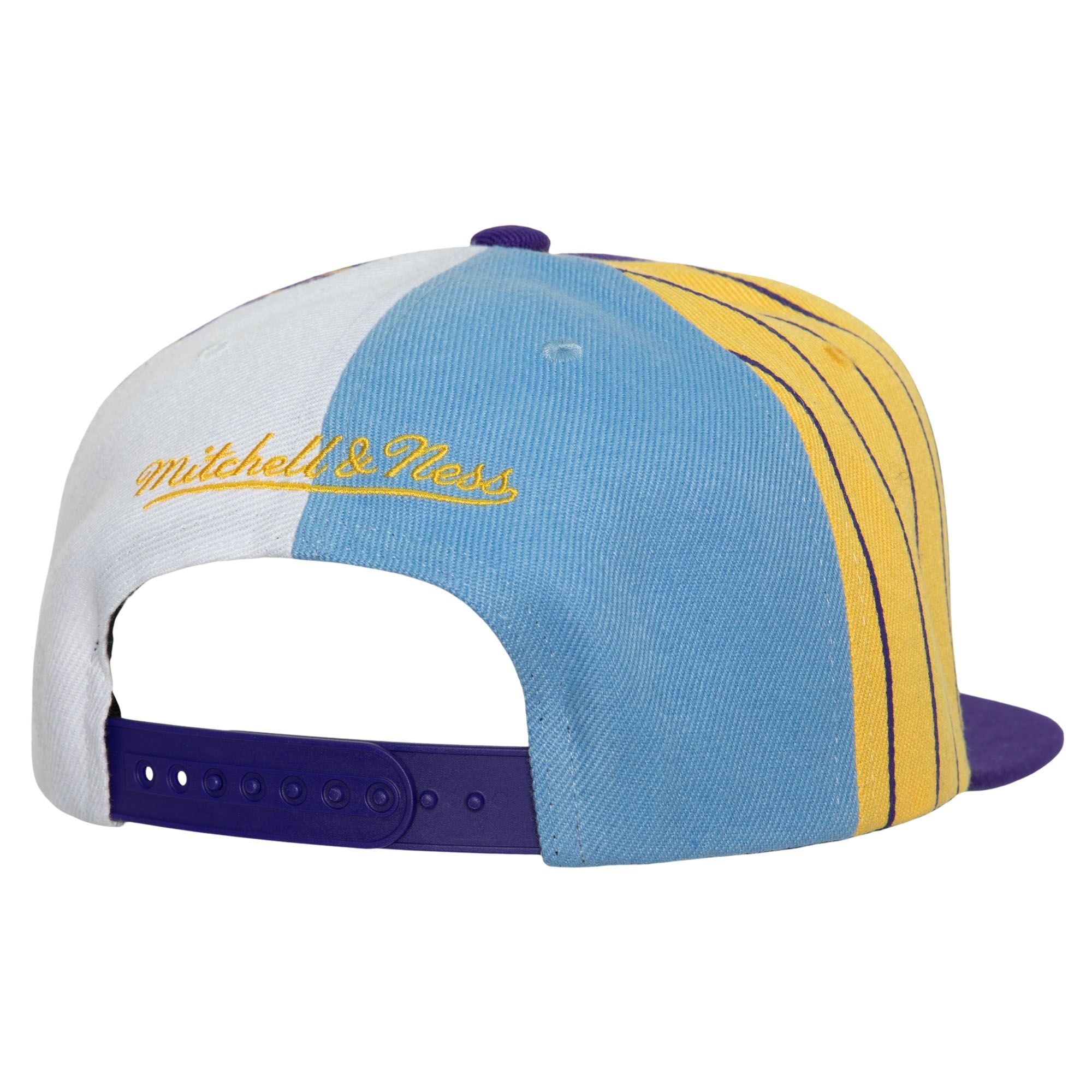 MENS MITCHELL & NESS NBA WHAT THE PINSTRIPE SNAPBACK LAKERS - PURPLE