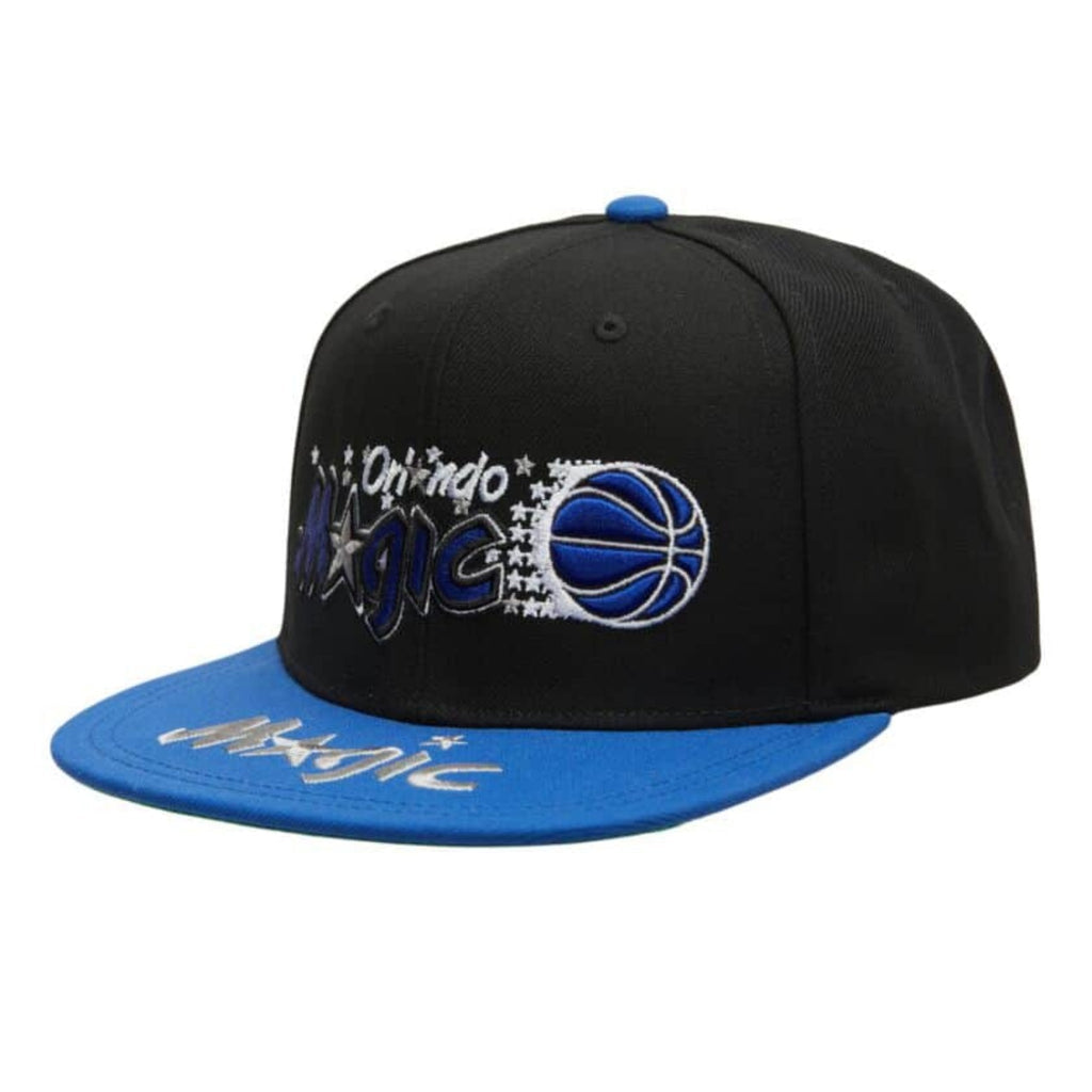 MENS MITCHELL & NESS NBA LOGO BILL SNAPBACK HWC MAGIC - BLACK-BLUE