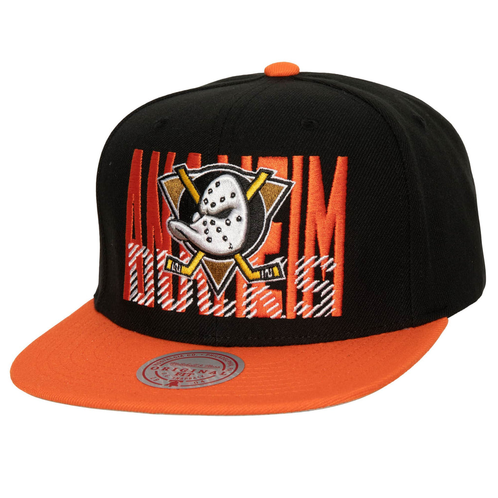 MENS MITCHELL & NESS NHL CROSS CHECK SNAPBACK DUCKS - BLACK