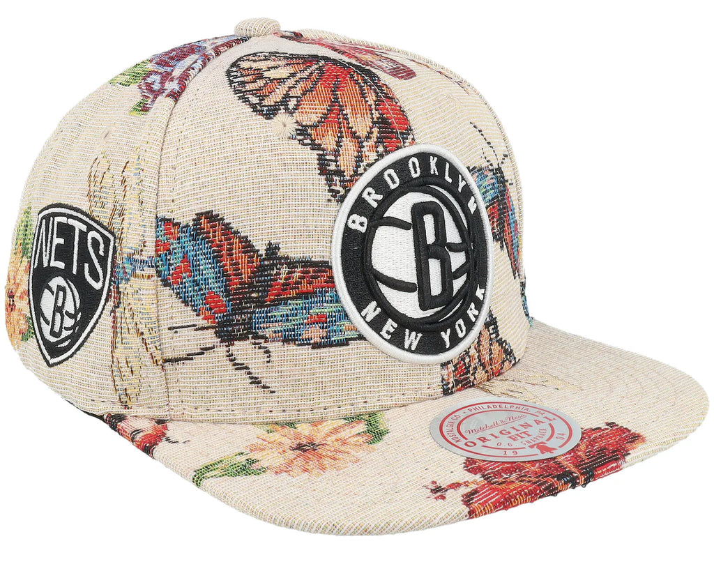 MENS MITCHELL & NESS NBA TRUE TAP SNAPBACK NETS - MULTI-BLACK