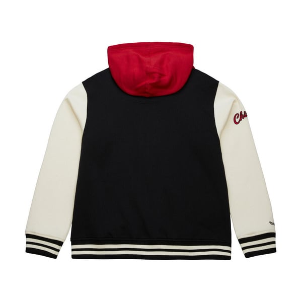 [JK11162-CBUBLCK] MENS MITCHELL & NESS COURTSIDE FLEECE BUTTON FRONT BULLS