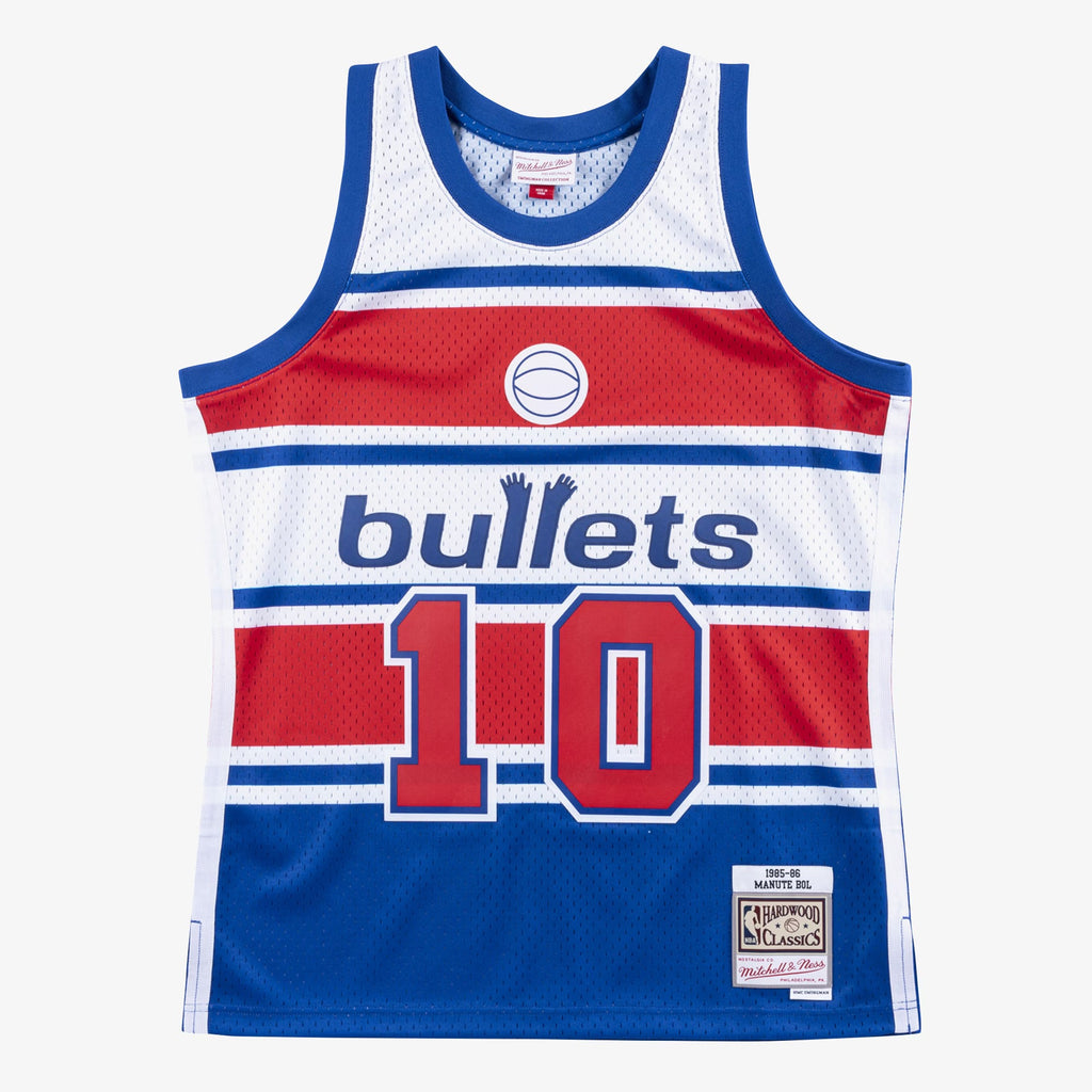 MENS MITCHELL & NESS NBA SWINGMAN JERSEY BULLETS 1985 MANUTE BOL