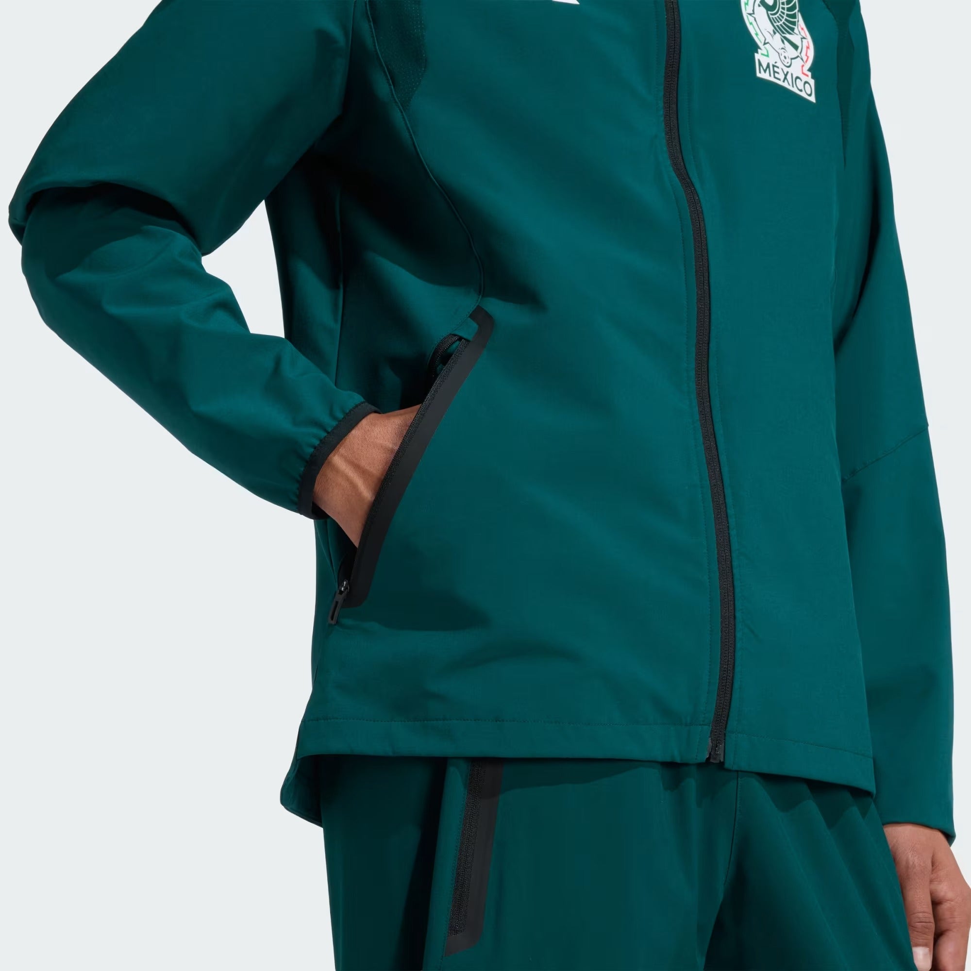 [JZ6486] MENS ADIDAS FMF MEXICO TIRO TRAVEL FULL ZIP WINDBREAKER - AURORA IVY