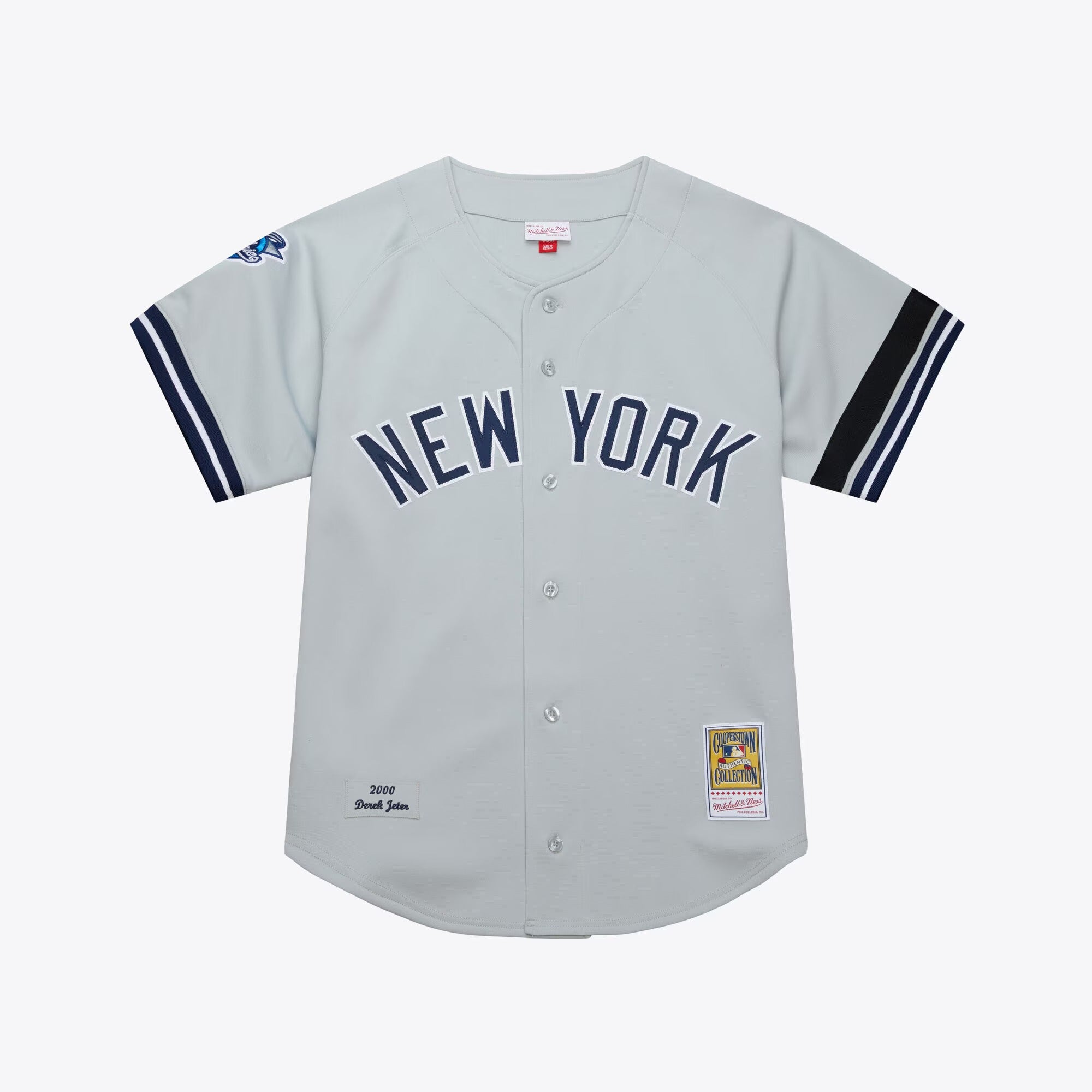 MENS MITCHELL & NESS MLB GREY JERSEY YANKEES 2000 DEREK JETER