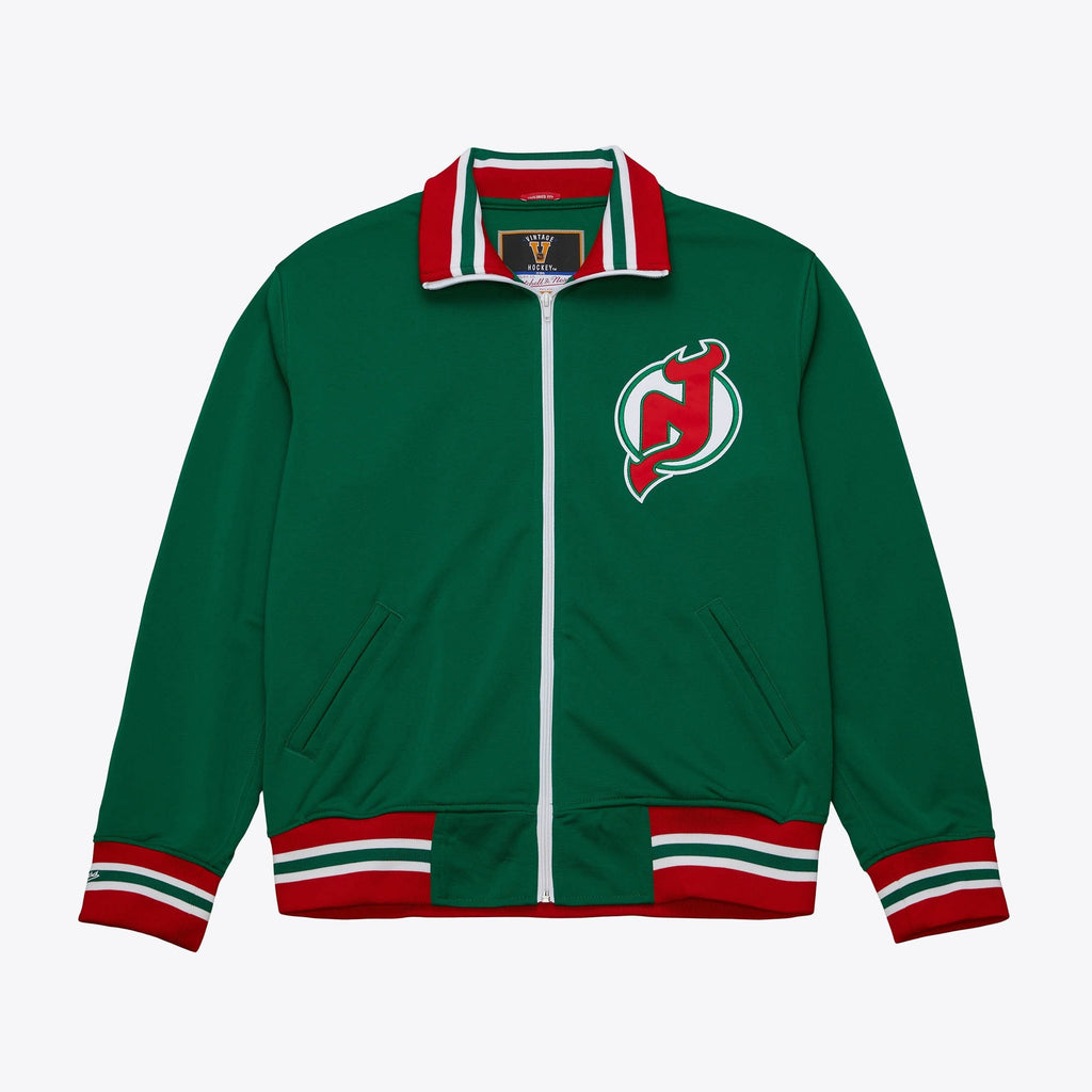 MENS MITCHELL & NESS NHL WARM UP JACKET DEVILS 1984