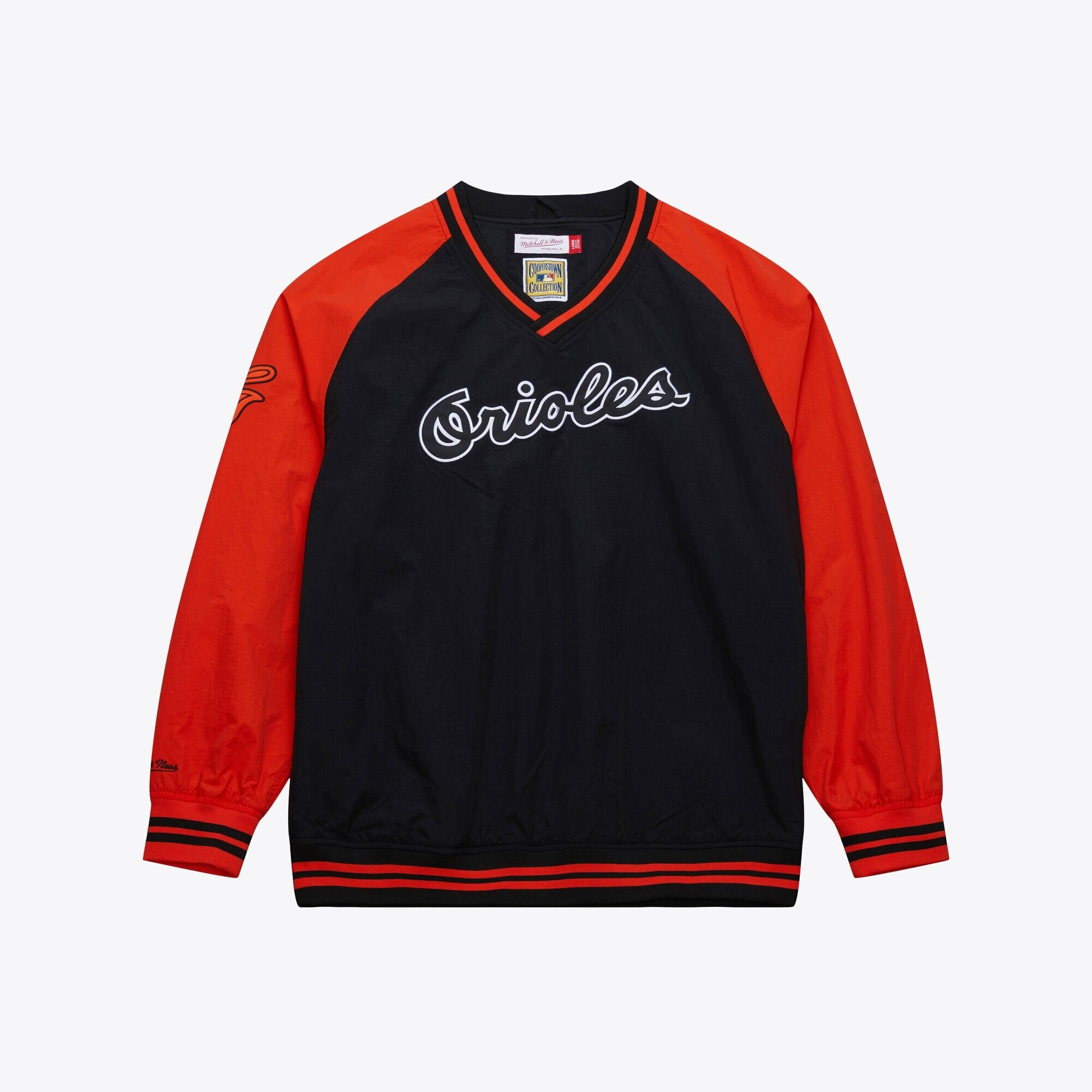MENS MITCHELL & NESS MLB NYLON PULLOVER JACKET VINTAGE LOGO ORIOLES