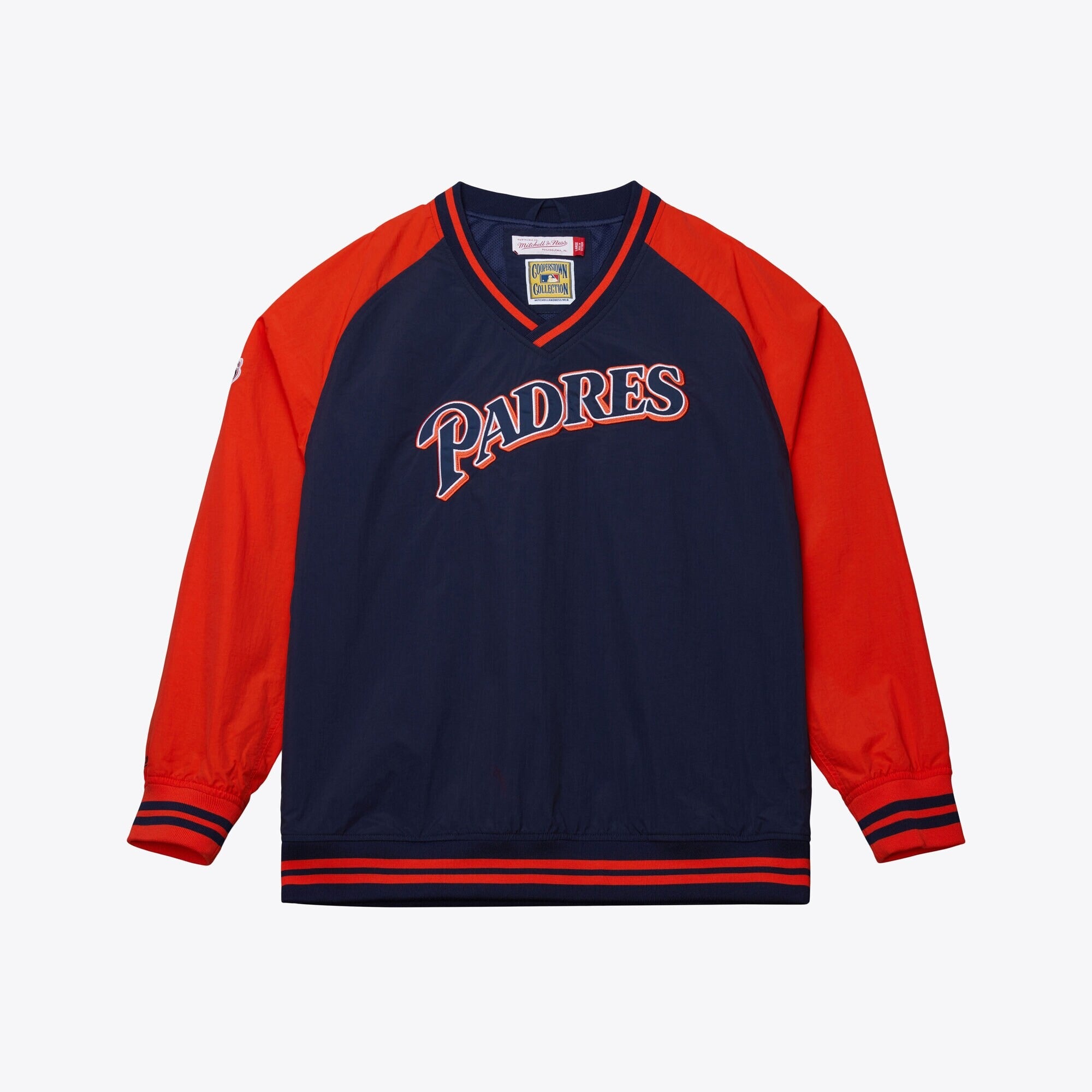 MENS MITCHELL & NESS MLB NYLON PULLOVER JACKET VINTAGE LOGO PADRES