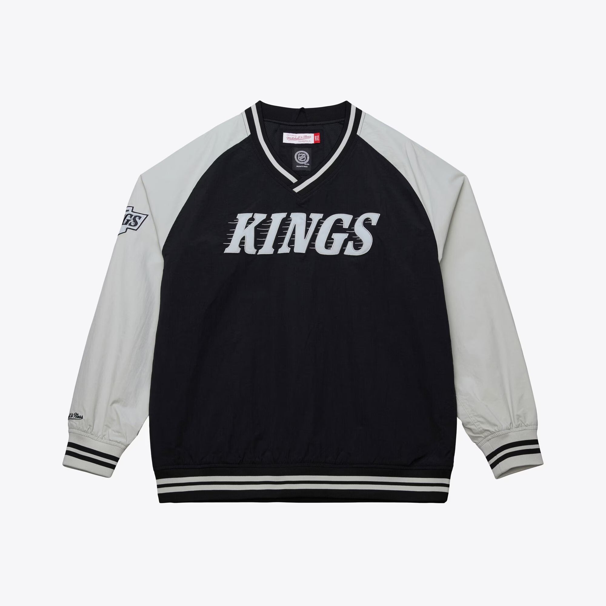MENS MITCHELL & NESS NHL NYLON PULLOVER JACKET VINTAGE LOGO KINGS