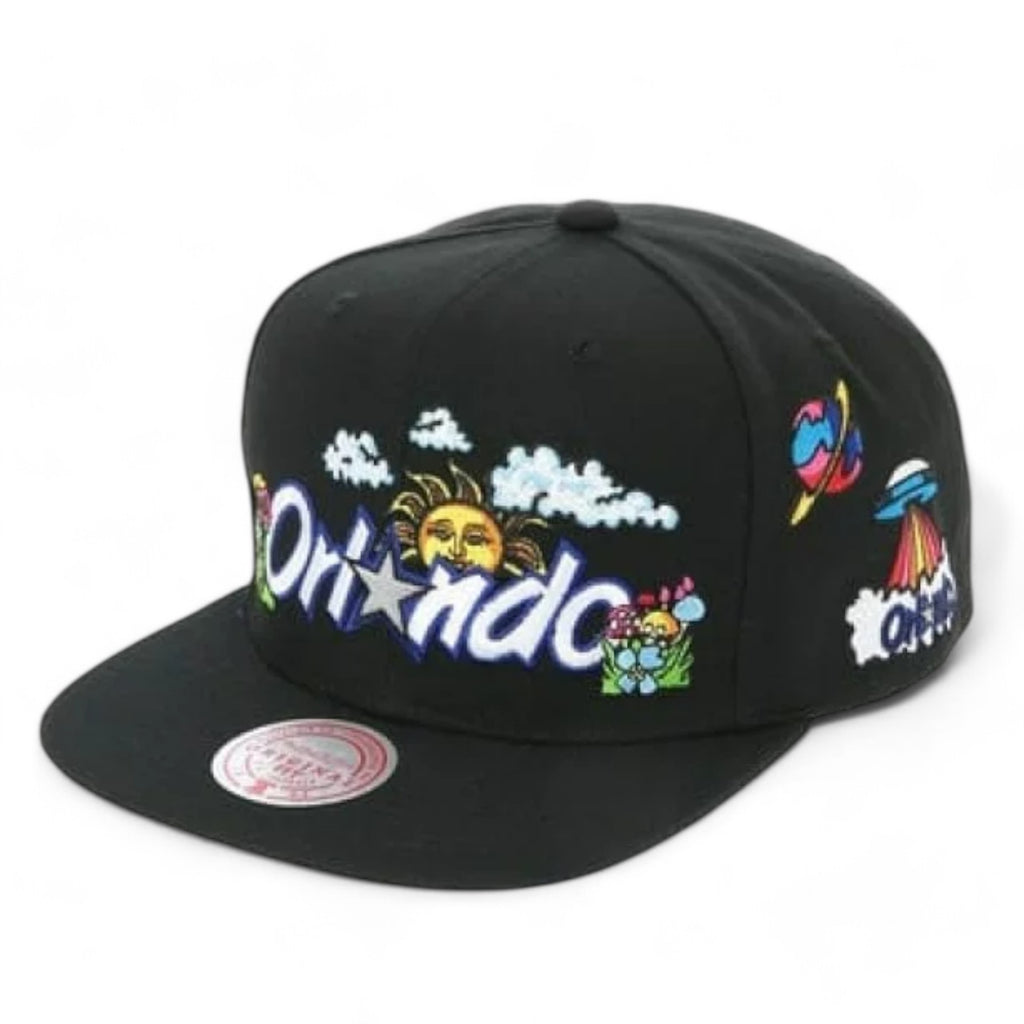 MENS MITCHELL & NESS NBA PSYCHEDELIC SNAPBACK HWC MAGIC - BLACK