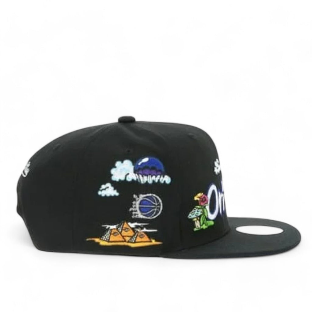 MENS MITCHELL & NESS NBA PSYCHEDELIC SNAPBACK HWC MAGIC - BLACK