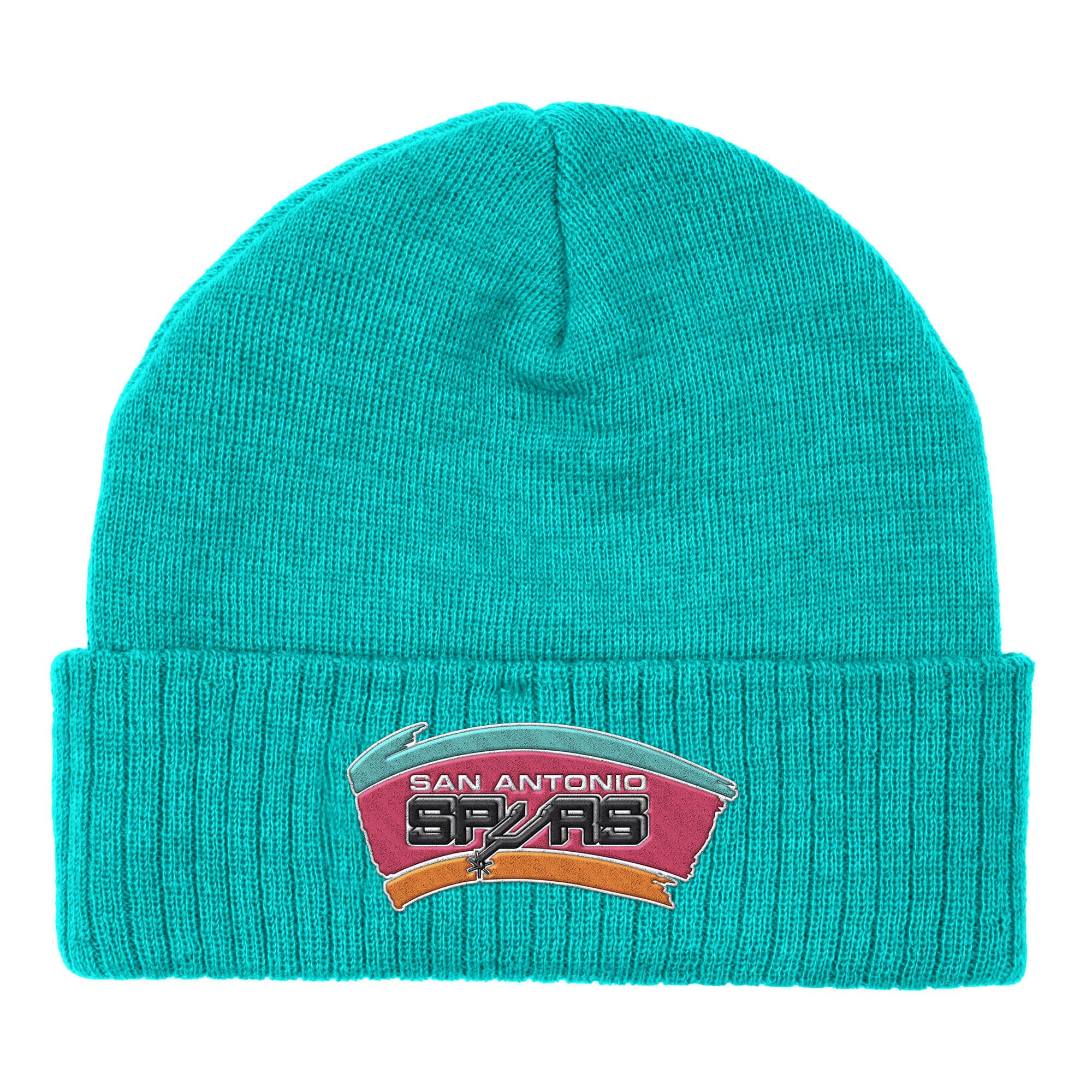 MENS MITCHELL & NESS NBA FANDOM KNIT BEANIE HWC SPURS - TEAL