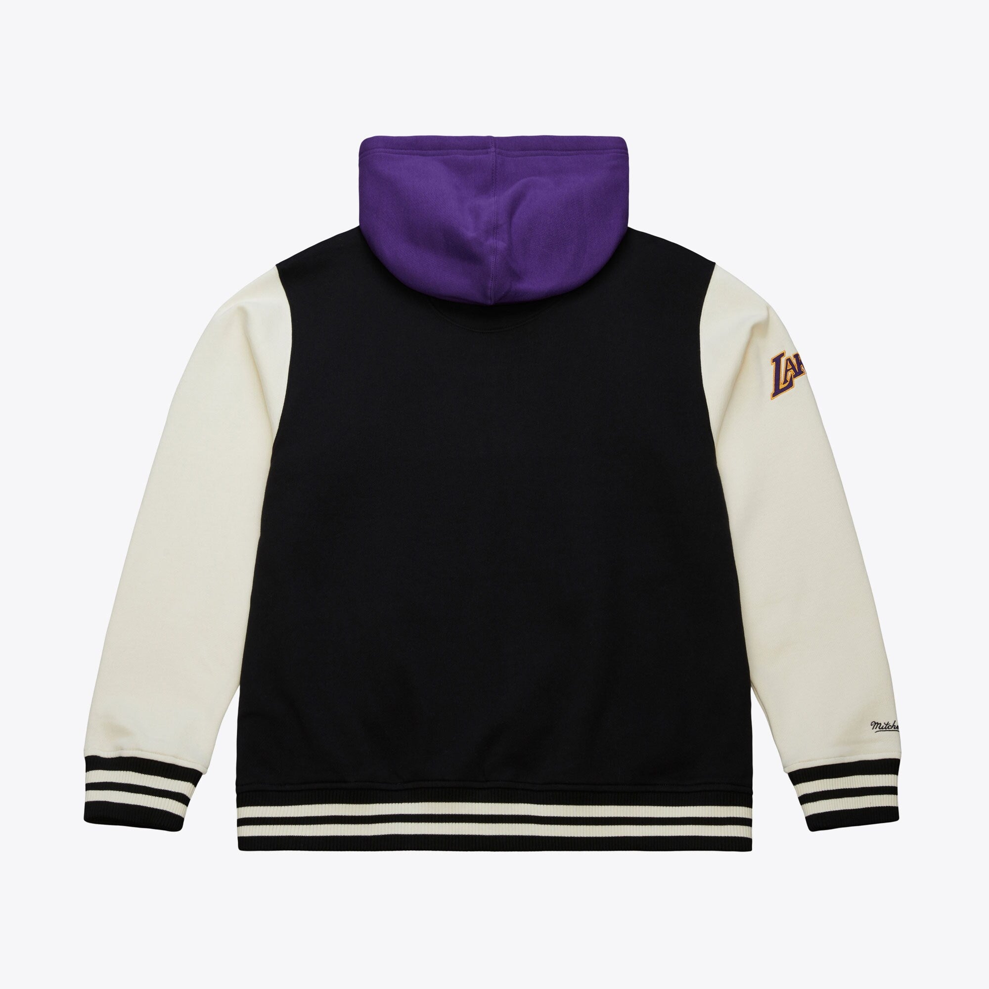 [JK11162-LALBLCK] MENS MITCHELL & NESS COURTSIDE FLEECE BUTTON FRONT LAKERS