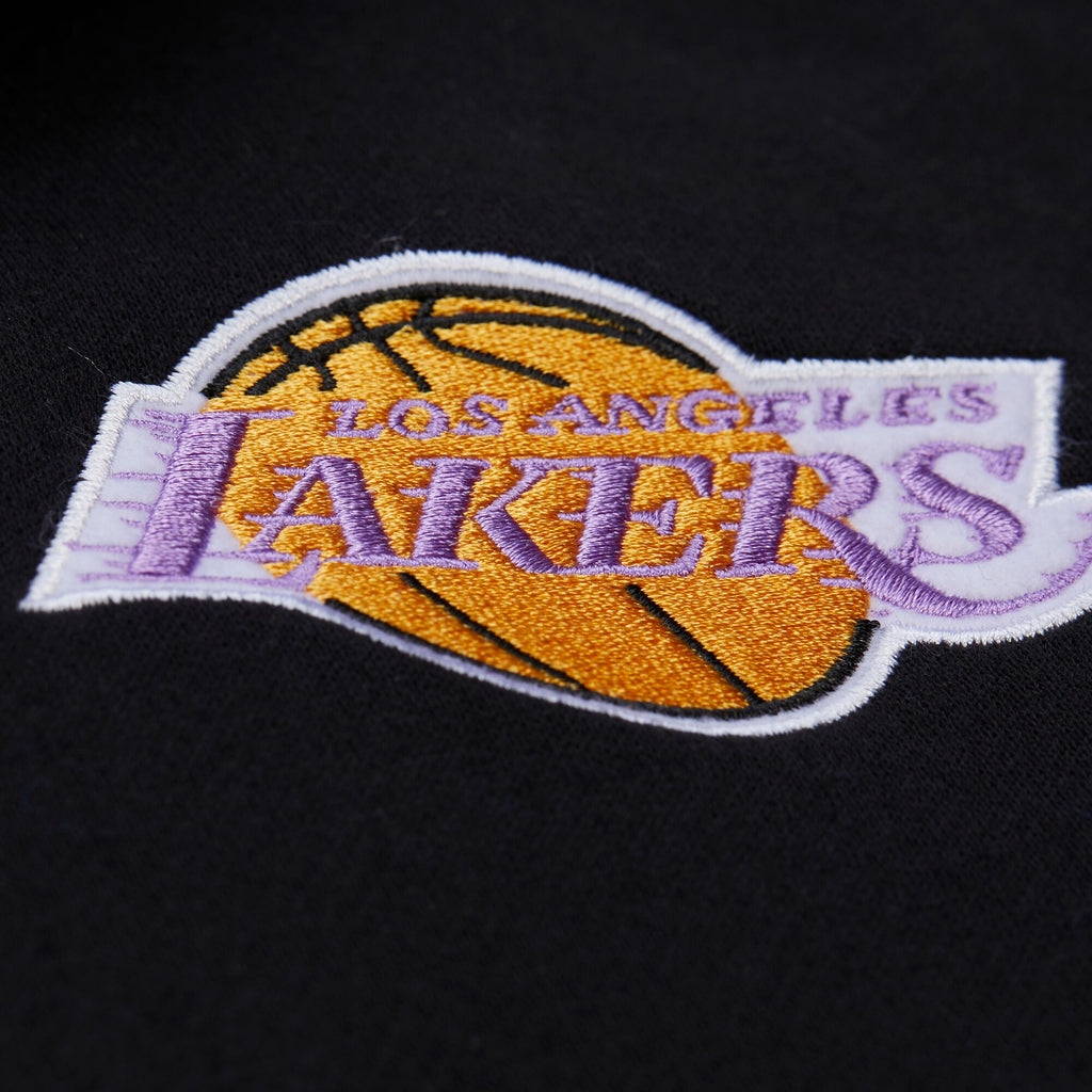 [JK11162-LALBLCK] MENS MITCHELL & NESS COURTSIDE FLEECE BUTTON FRONT LAKERS