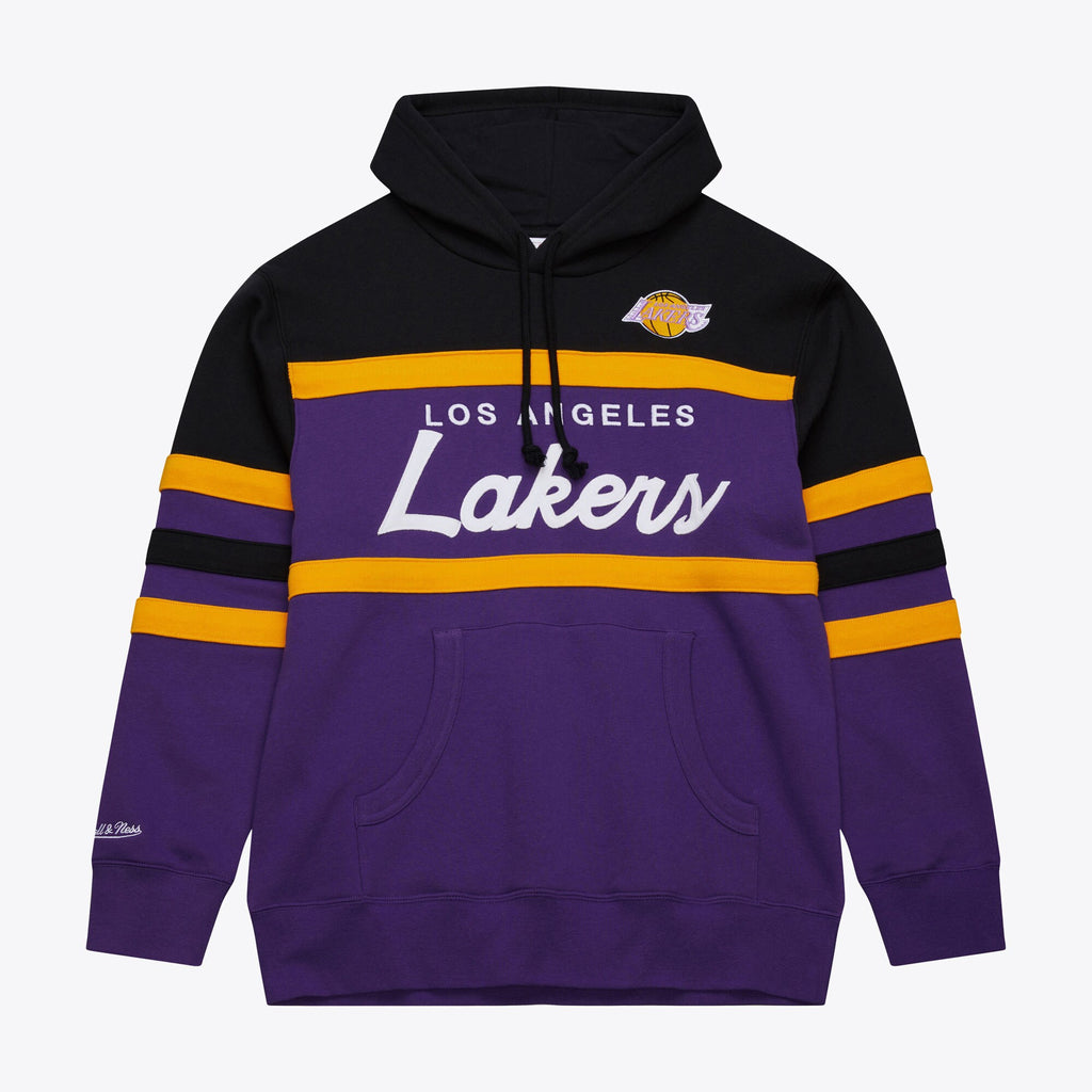 [FPHD6293-LALYYPPPPRBK] MENS MITCHELL & NESS HEAD COACH HOODIE LAKERS