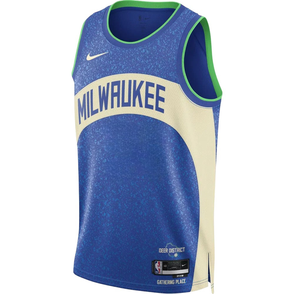 [DX8539-406] MENS NIKE NBA MILWAUKEE BUCKS CITY SWINGMAN JERSEY 23