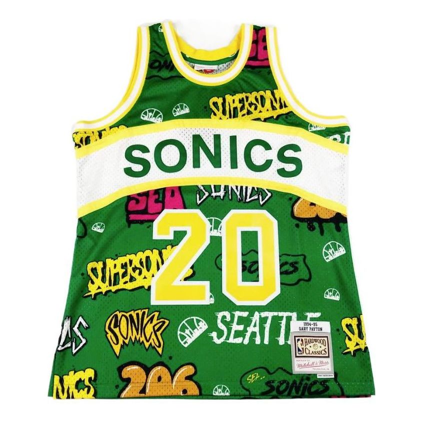 MENS MITCHELL & NESS SLAP STICKER SWINGMAN JERSEY SUPERSONICS 1998 GARY PAYTON