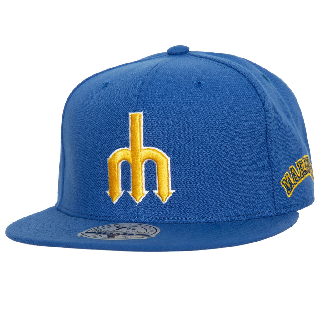 MENS MITCHELL & NESS MLB BASES LOADED FITTED COOP MARINERS