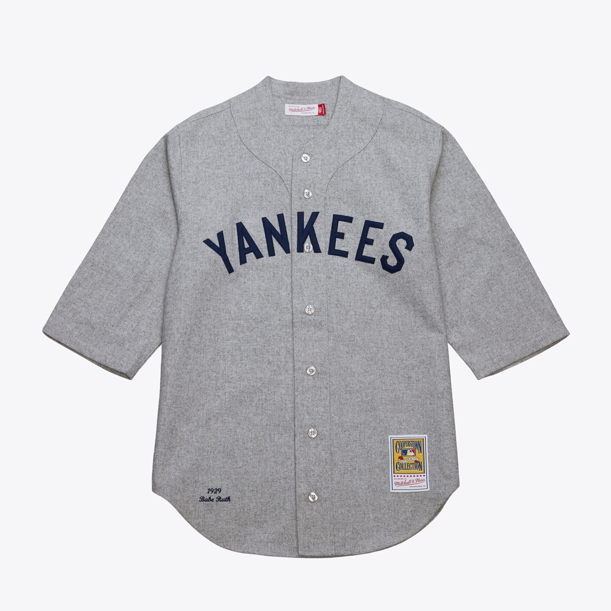 MENS MITCHELL & NESS MLB GREY JERSEY YANKEES 1929 BABE RUTH
