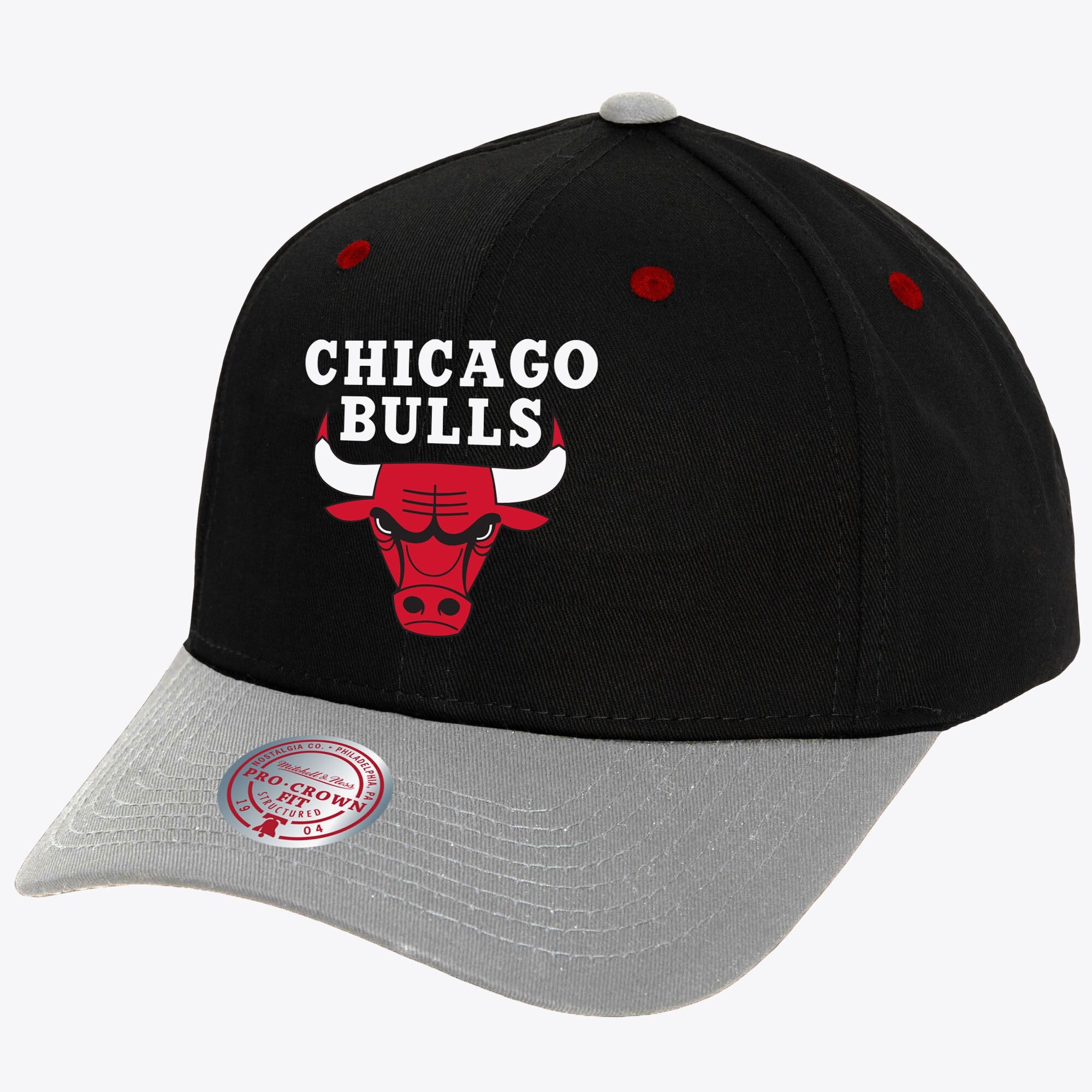 MENS MITCHELL & NESS NBA BRED PRO SNAPBACK BULLS - BLACK