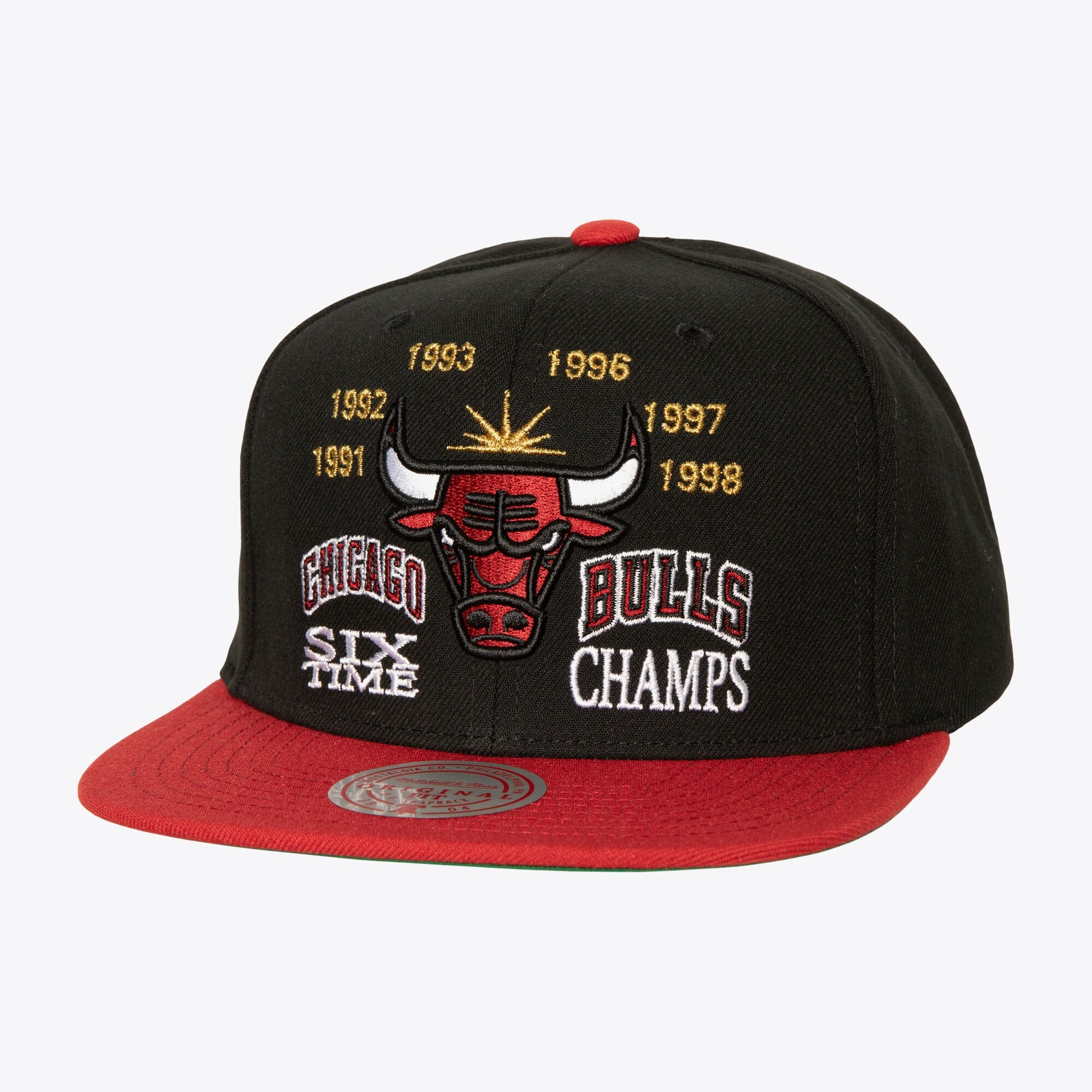 MENS MITCHELL & NESS NBA CHAMP IS HERE SNAPBACK BULLS - BLACK