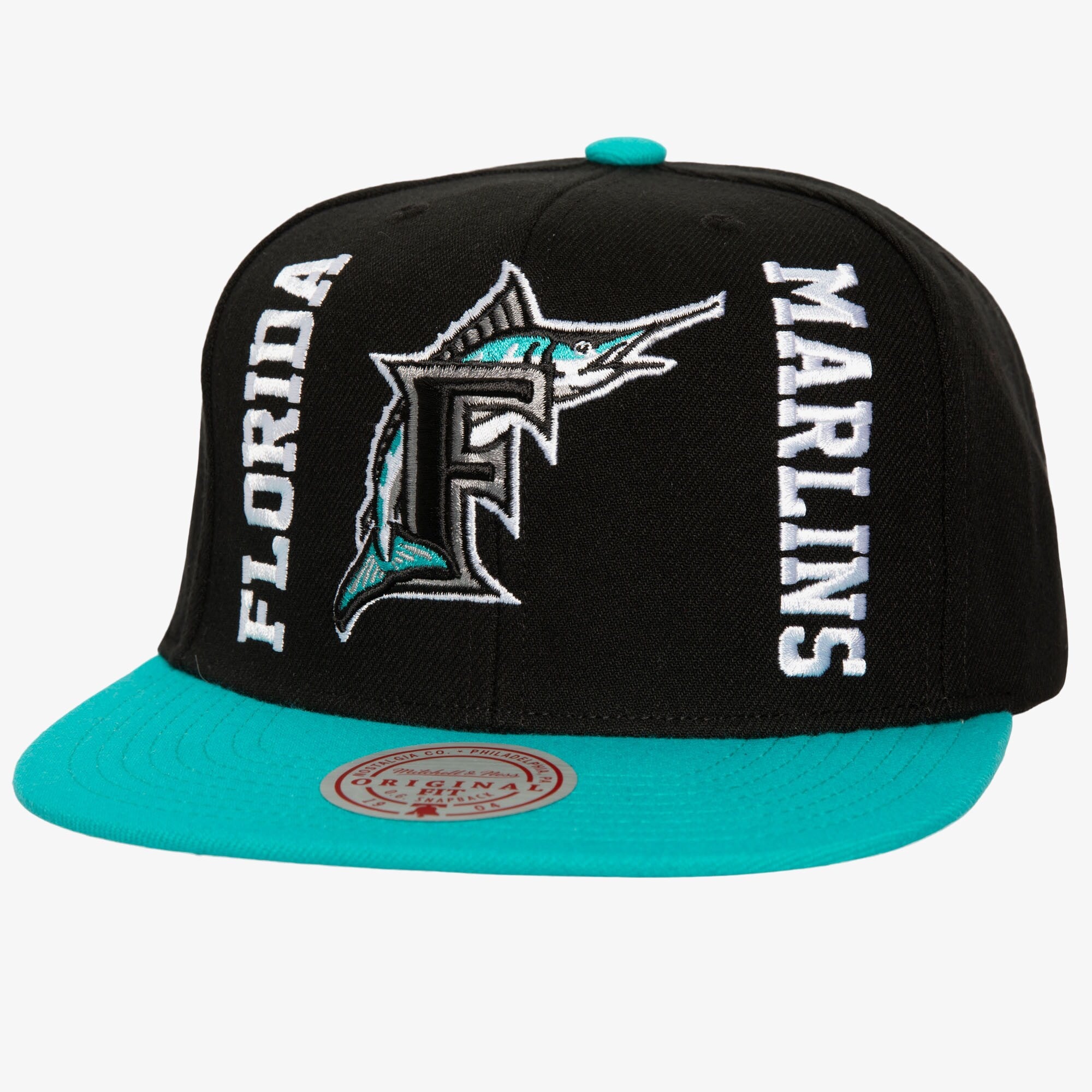 Mens Mitchell & Ness MLB BANNERS UP SNAPBACK COOP MARLINS