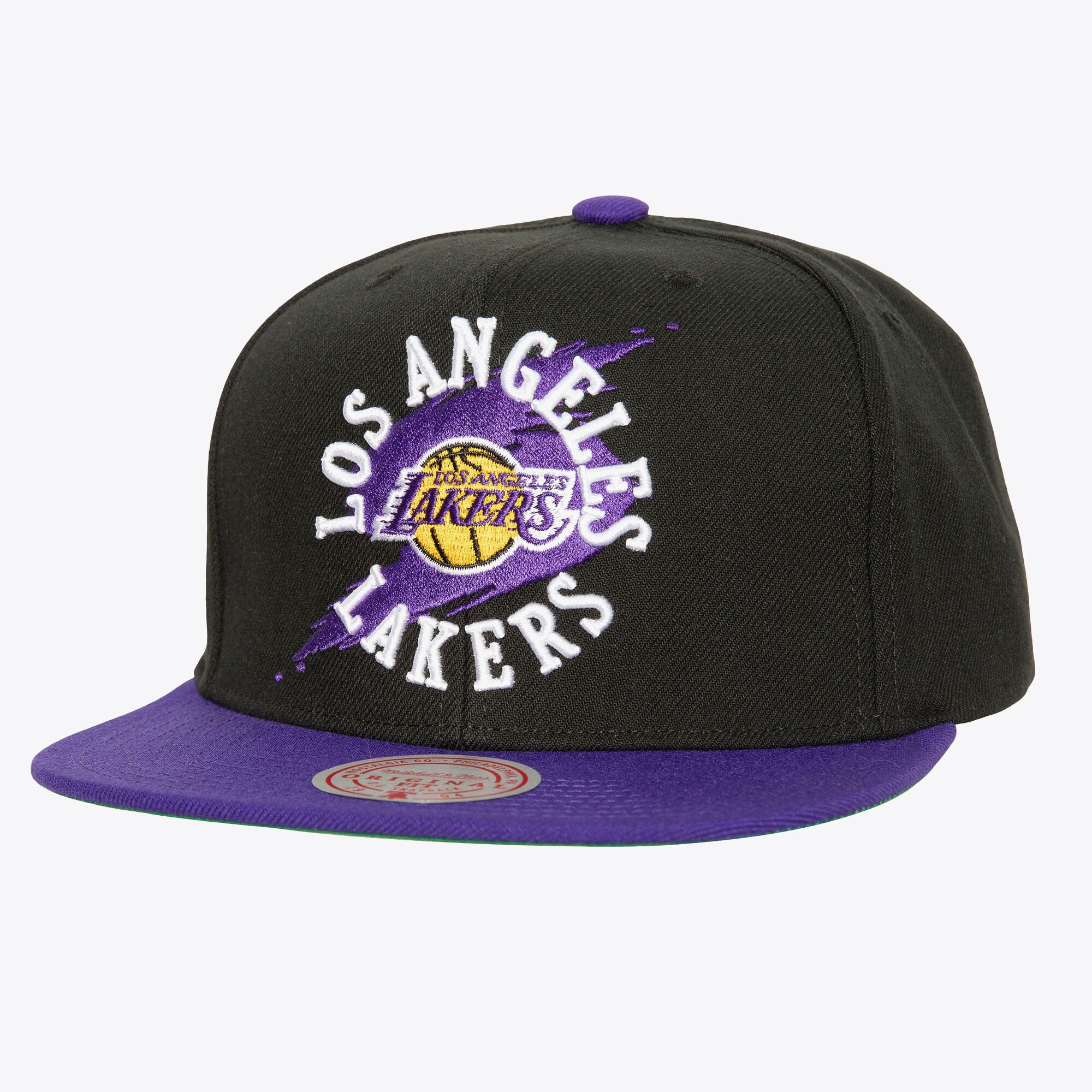 MENS MITCHELL & NESS NBA CIRCLE SPLASH SNAPBACK LAKERS - BLACK