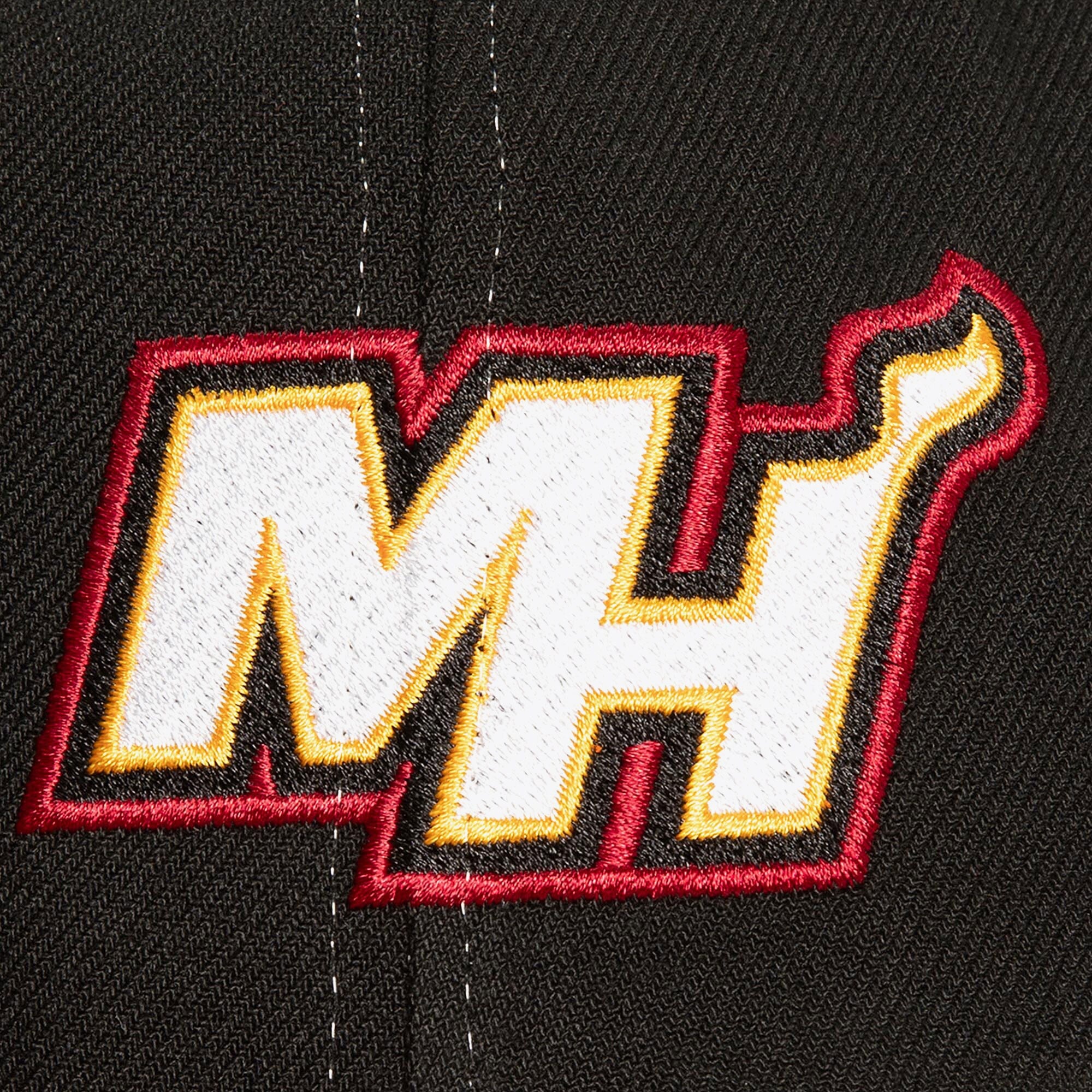 MENS MITCHELL & NESS NBA OVERBITE PRO SNAPBACK HEAT - BLACK