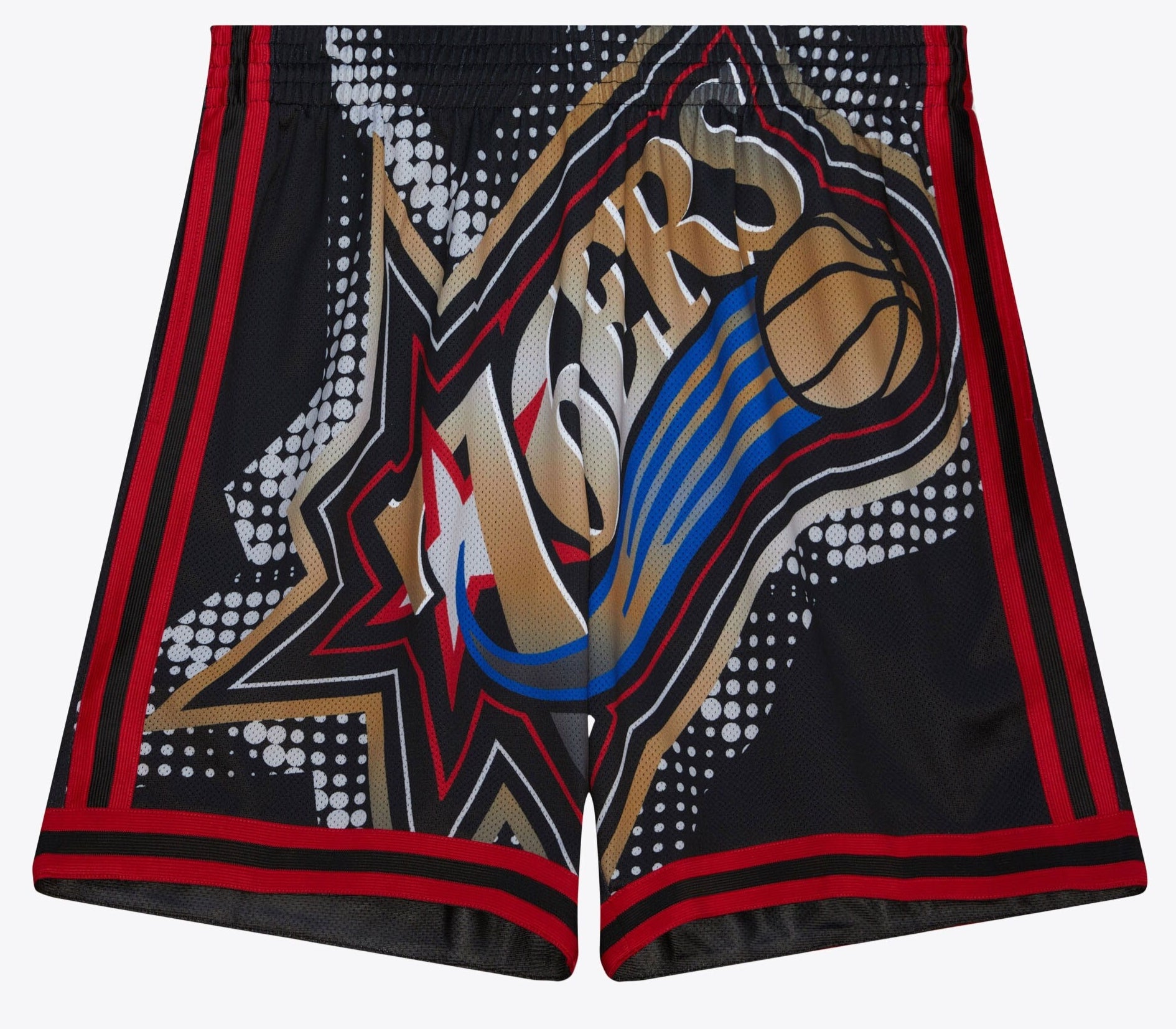 MENS MITCHELL & NESS NBA BIG FACE 7.0 FASHION SHORTS 76ERS